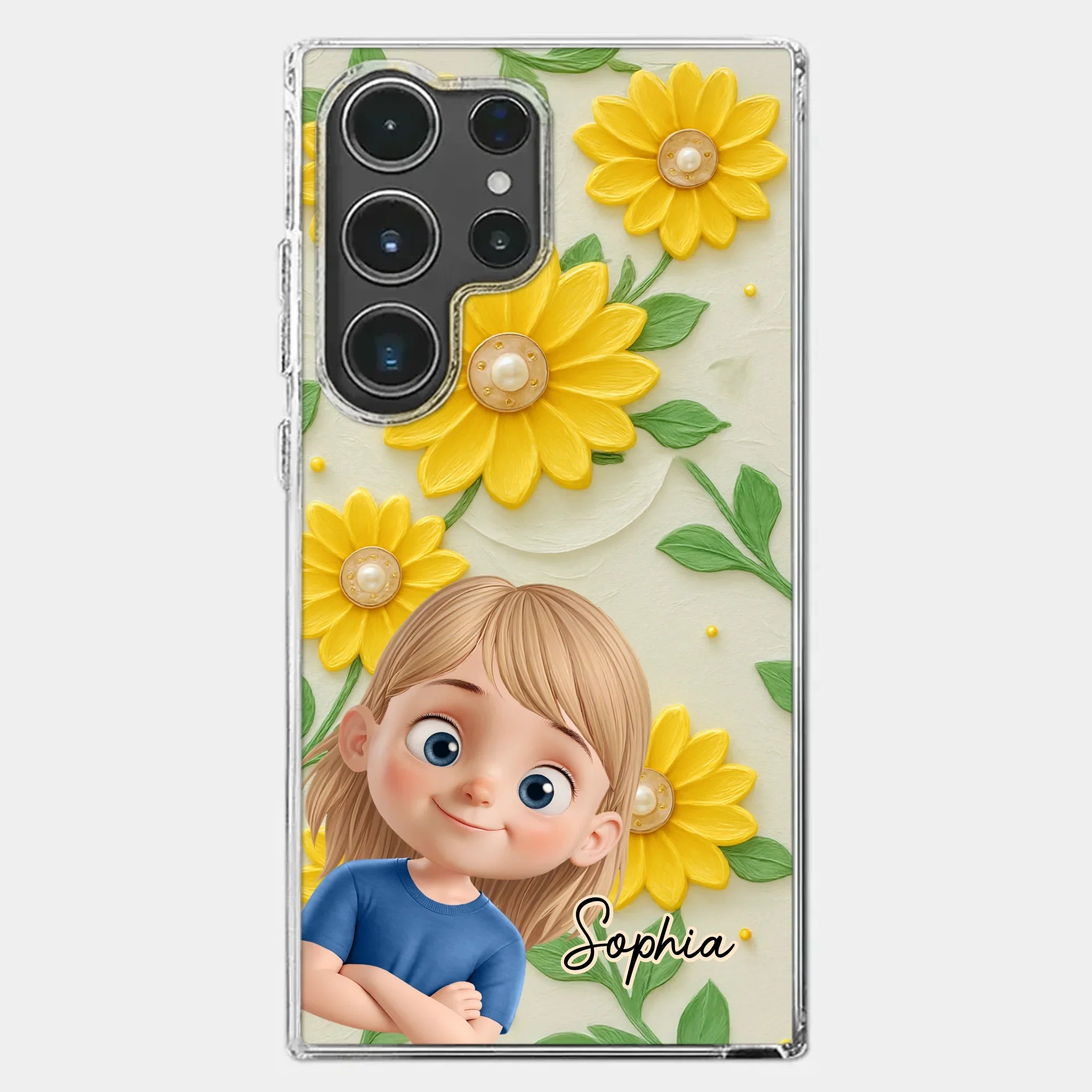 Custom 3D Inflated Effect Printed Clear Phone Case - Personalized Birthday Gifts For Mom, Grandma - Blooming With Joy Together