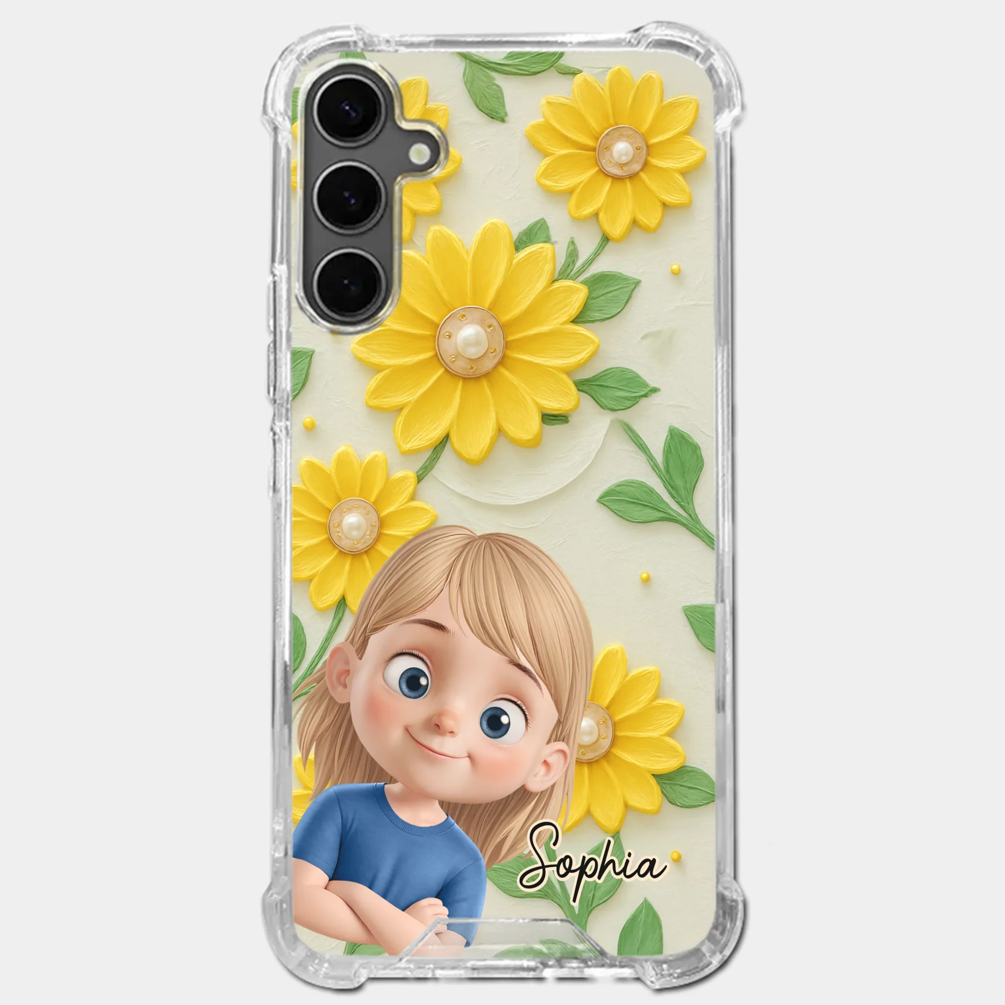 Custom 3D Inflated Effect Printed Clear Phone Case - Personalized Birthday Gifts For Mom, Grandma - Blooming With Joy Together