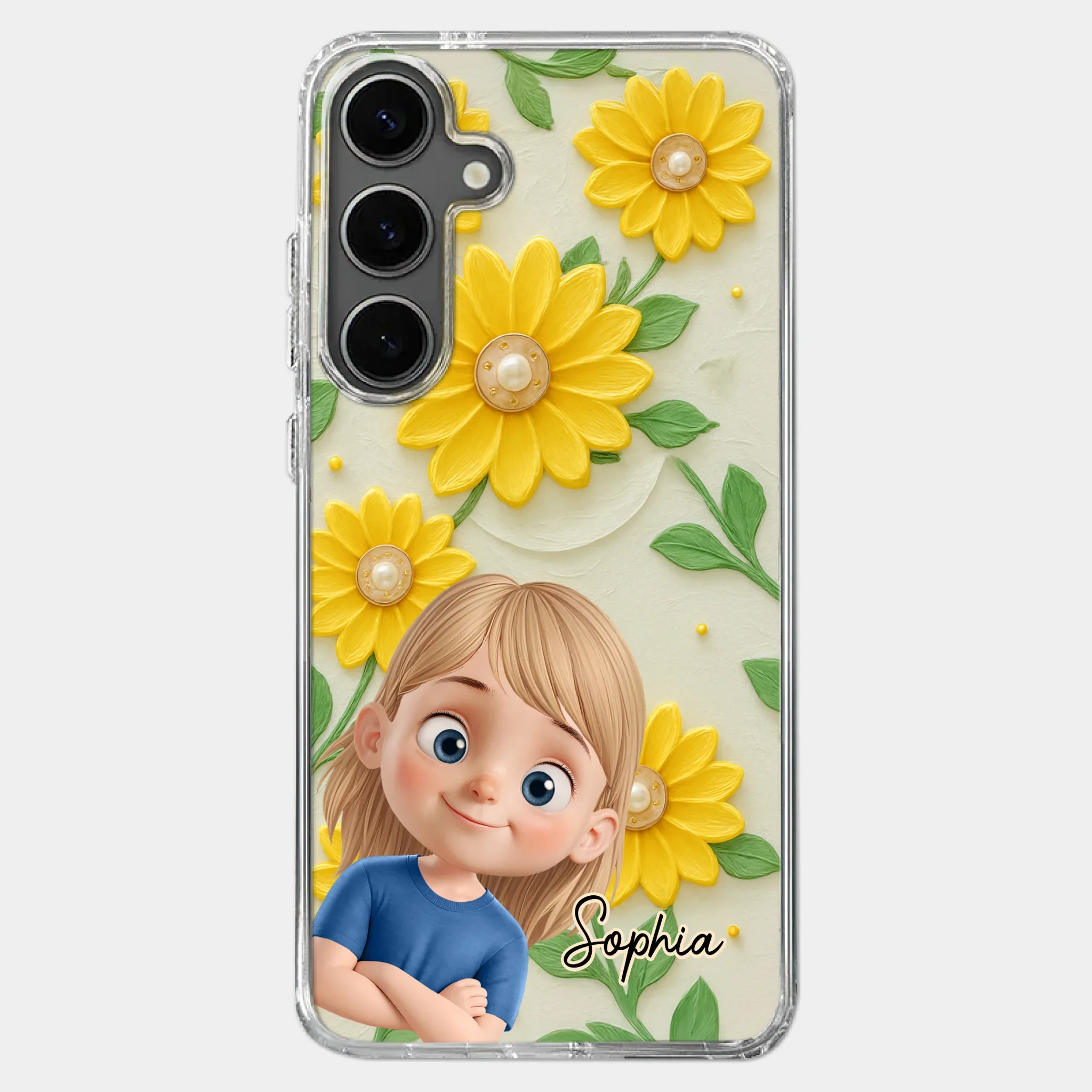 Custom 3D Inflated Effect Printed Clear Phone Case - Personalized Birthday Gifts For Mom, Grandma - Blooming With Joy Together