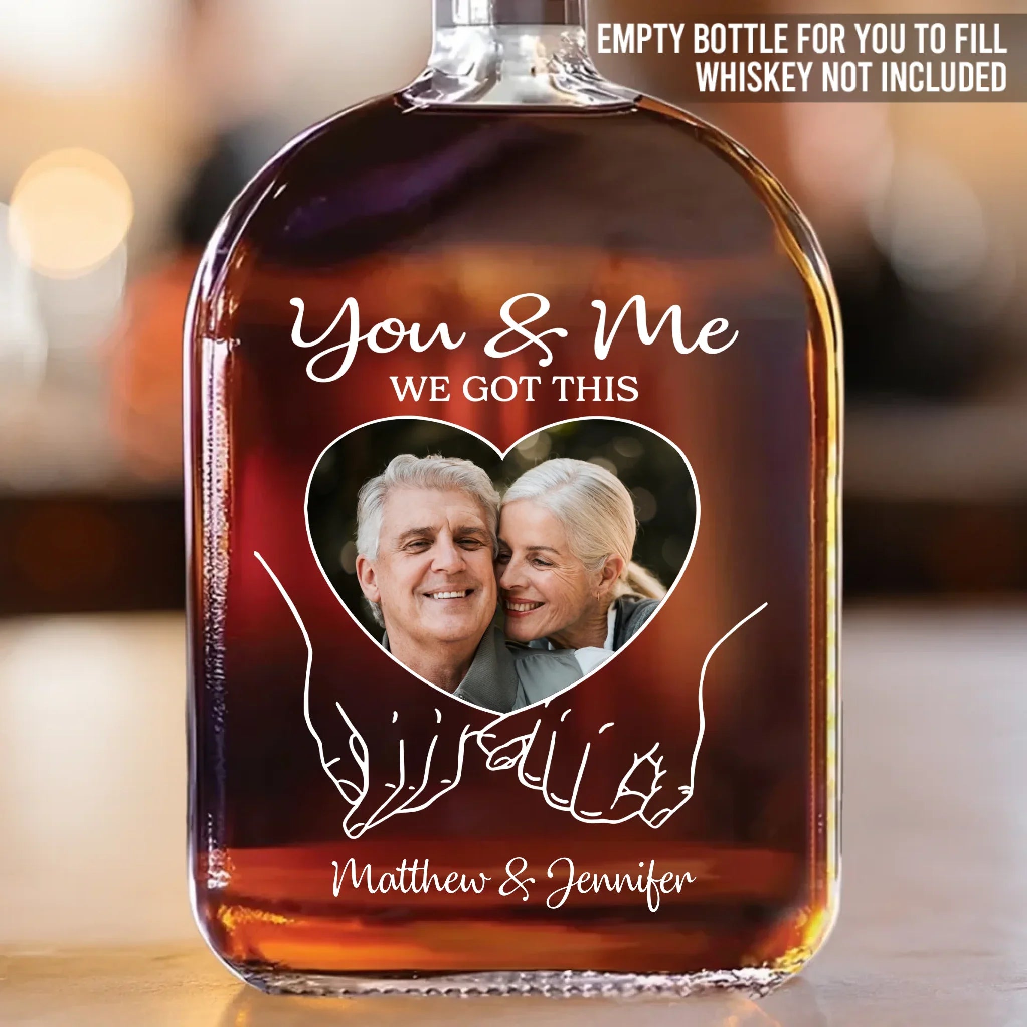 Custom Photo Whiskey Bottle - Personalized Anniversary Wedding Gifts For Husband And Wife, Him And Her - Still Stuck With You