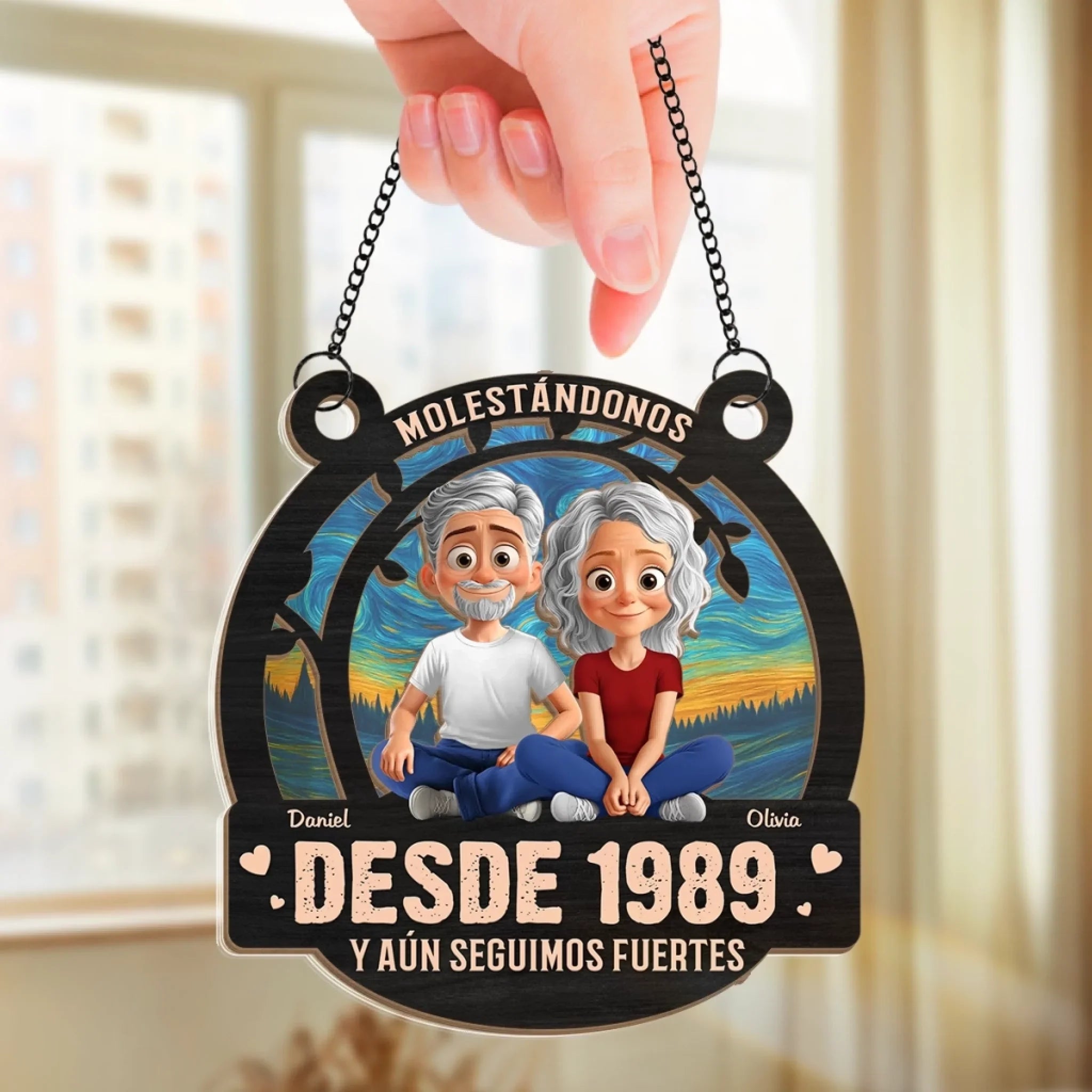 Adorno Colgante de Ventana Personalizado - Regalos Personalizados de Aniversario y Boda para Esposo y Esposa, l y Ella - Molestndonos Desde