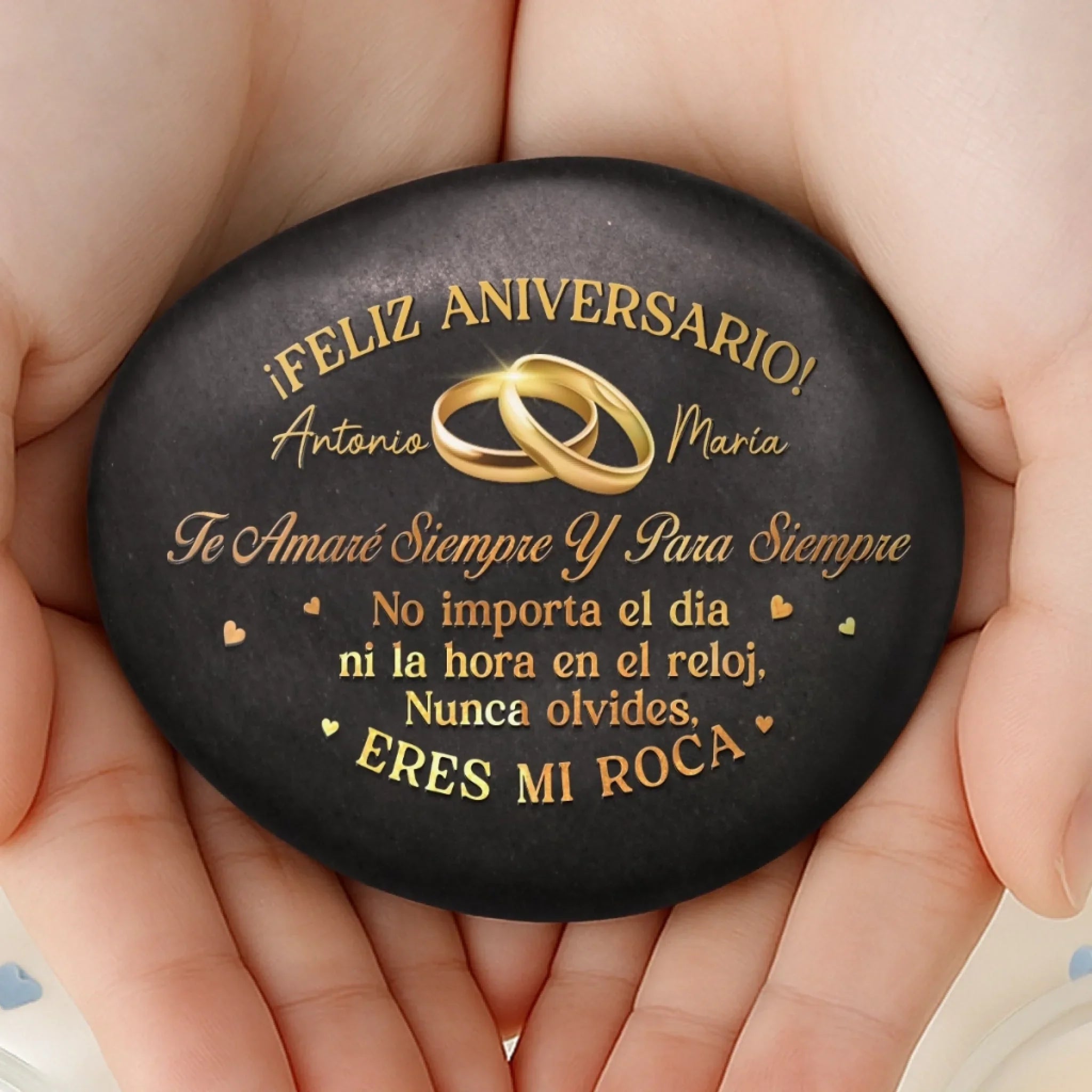 Roca Impresa Personalizada - Regalos Personalizados de Aniversario y Boda para Esposo y Esposa, l y Ella - El Amor Crece Con El Tiempo