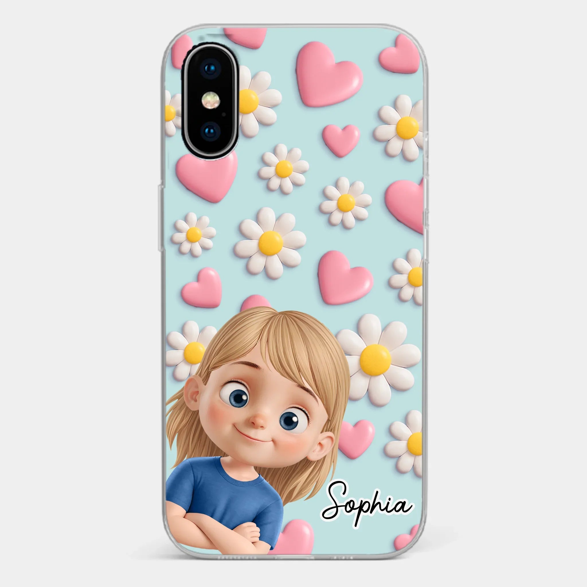 Custom 3D Inflated Effect Printed Clear Phone Case - Personalized Birthday Gifts For Mom, Grandma - Love You To Pieces