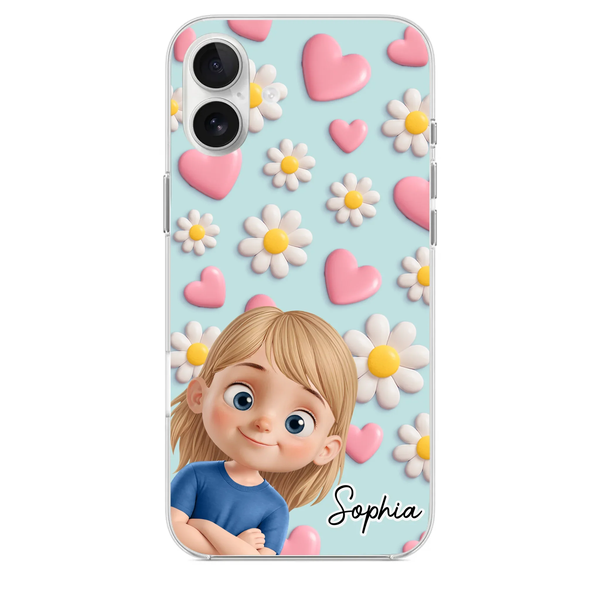 Custom 3D Inflated Effect Printed Clear Phone Case - Personalized Birthday Gifts For Mom, Grandma - Love You To Pieces
