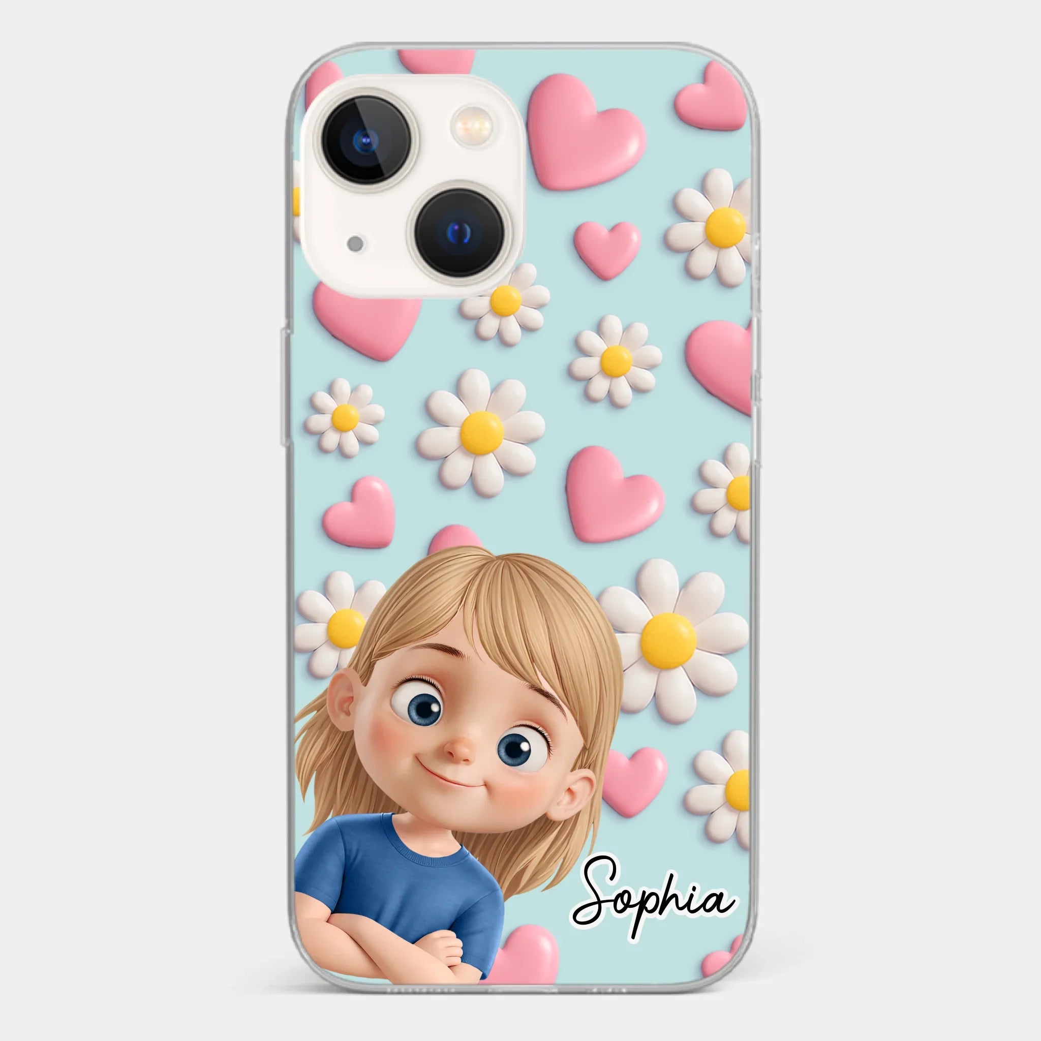 Custom 3D Inflated Effect Printed Clear Phone Case - Personalized Birthday Gifts For Mom, Grandma - Love You To Pieces