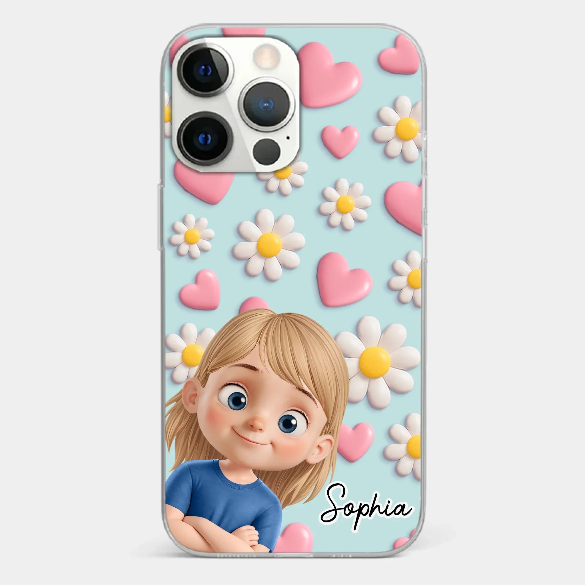 Custom 3D Inflated Effect Printed Clear Phone Case - Personalized Birthday Gifts For Mom, Grandma - Love You To Pieces