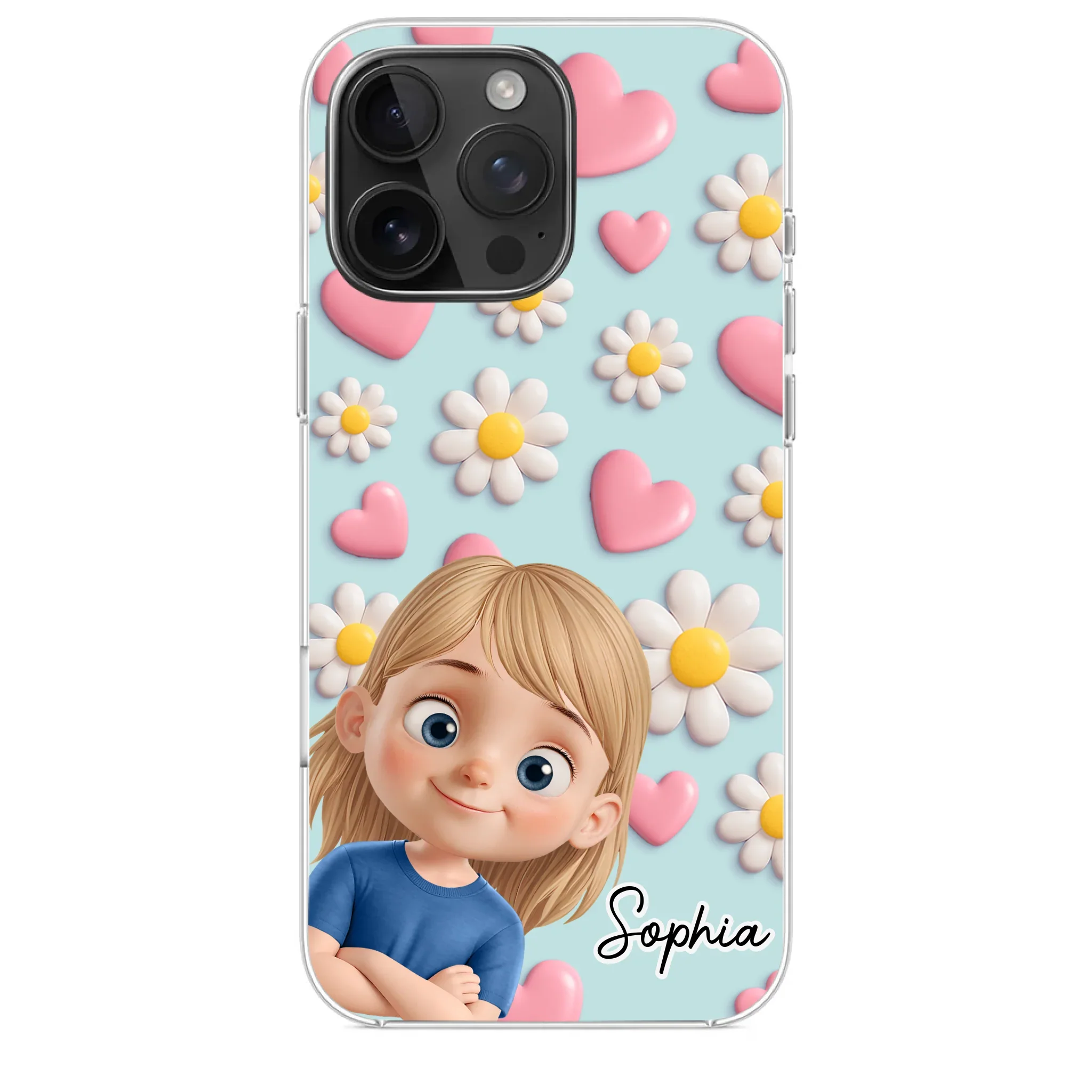 Custom 3D Inflated Effect Printed Clear Phone Case - Personalized Birthday Gifts For Mom, Grandma - Love You To Pieces