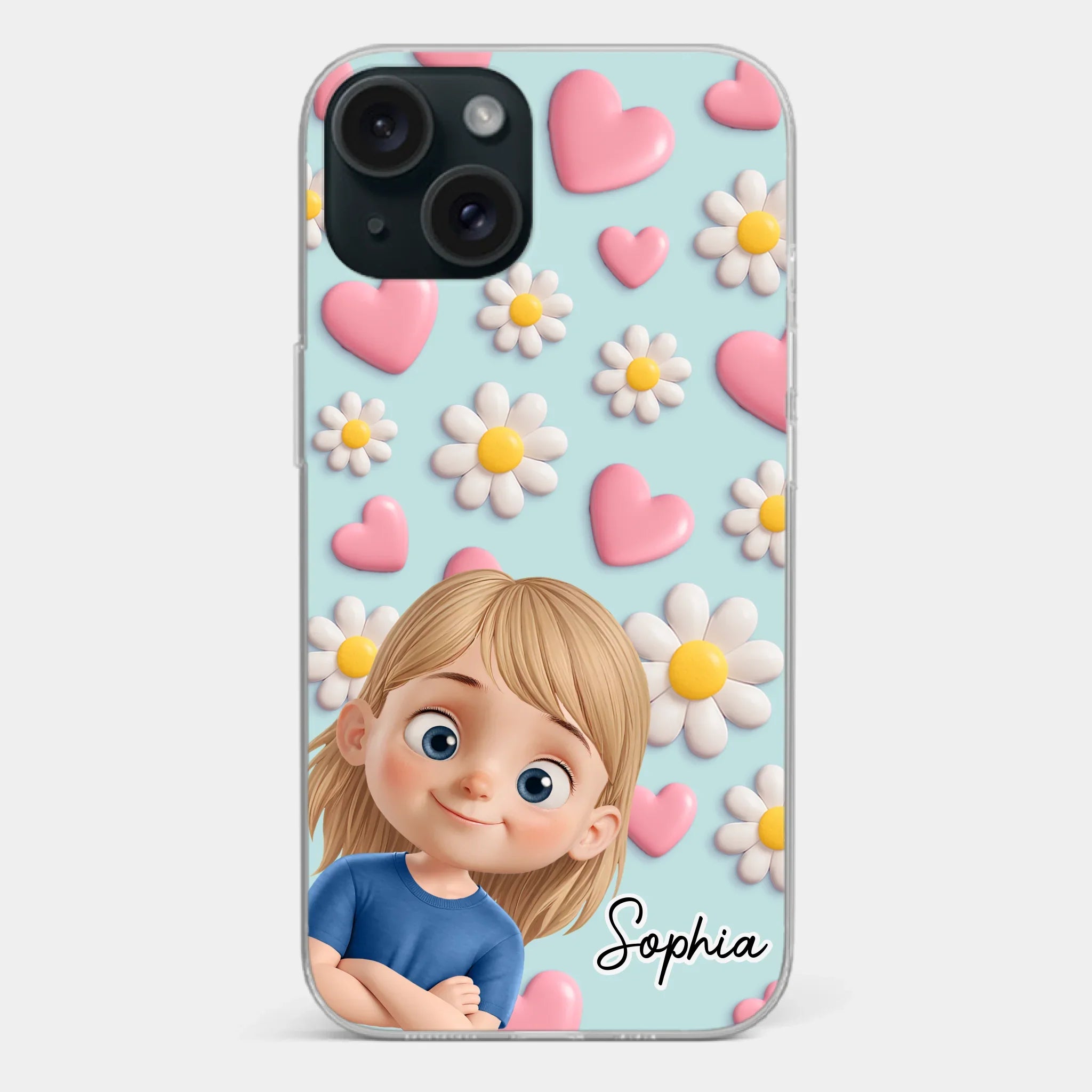 Custom 3D Inflated Effect Printed Clear Phone Case - Personalized Birthday Gifts For Mom, Grandma - Love You To Pieces