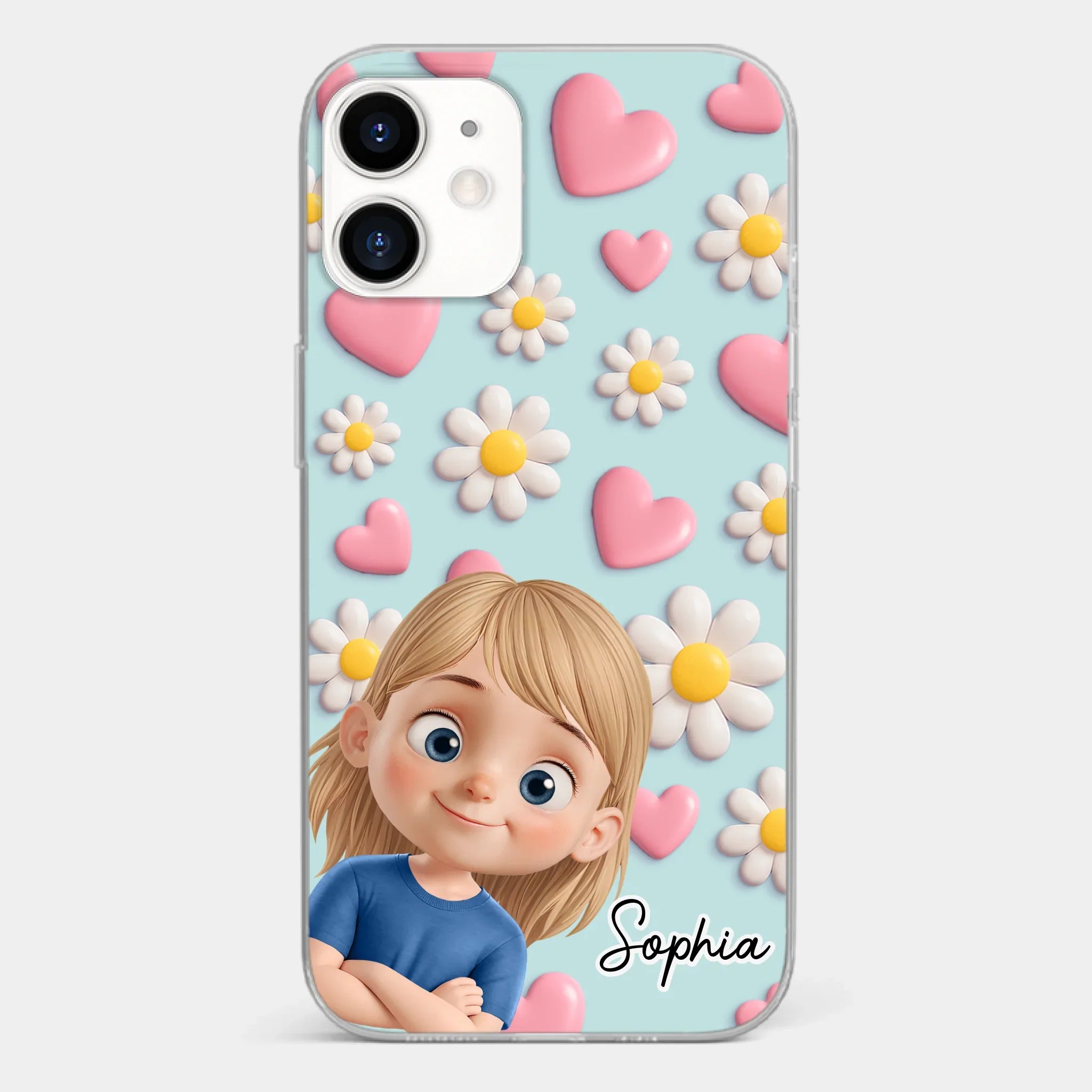 Custom 3D Inflated Effect Printed Clear Phone Case - Personalized Birthday Gifts For Mom, Grandma - Love You To Pieces