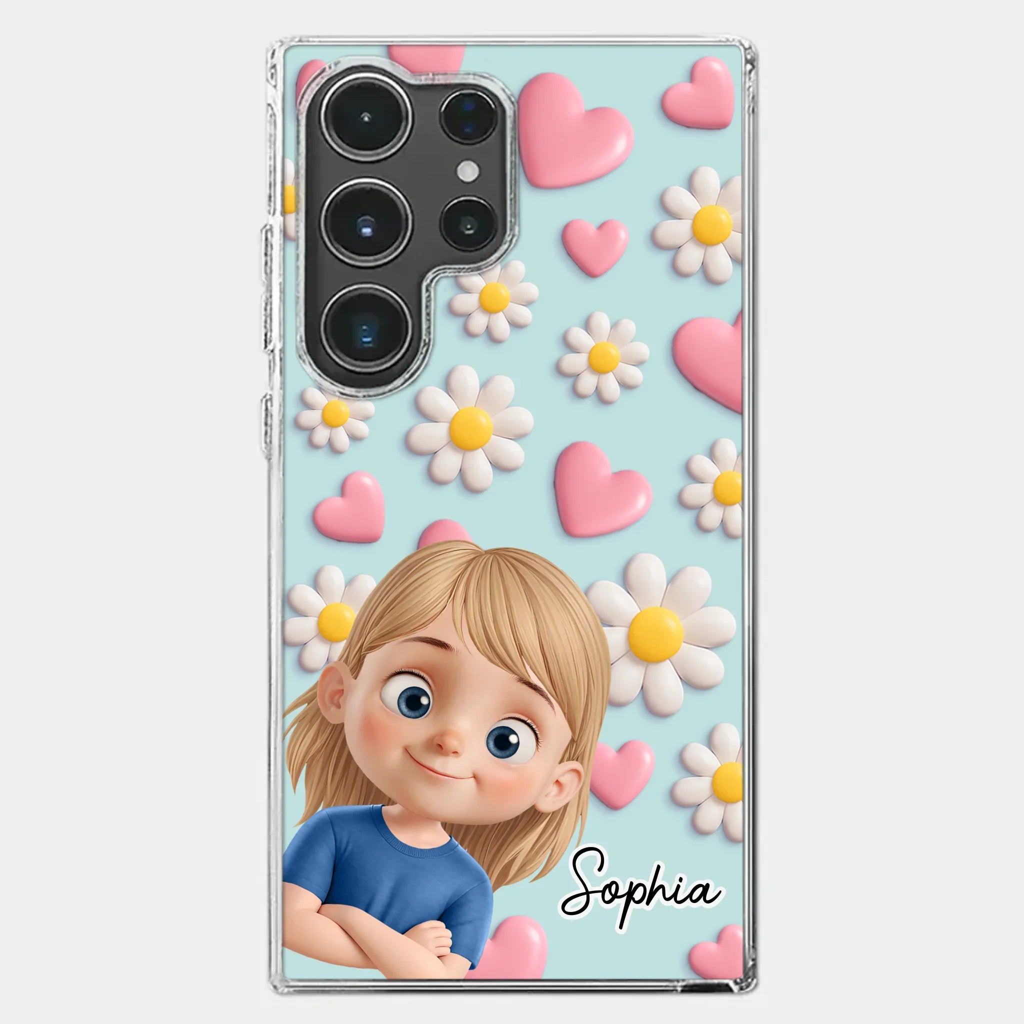 Custom 3D Inflated Effect Printed Clear Phone Case - Personalized Birthday Gifts For Mom, Grandma - Love You To Pieces