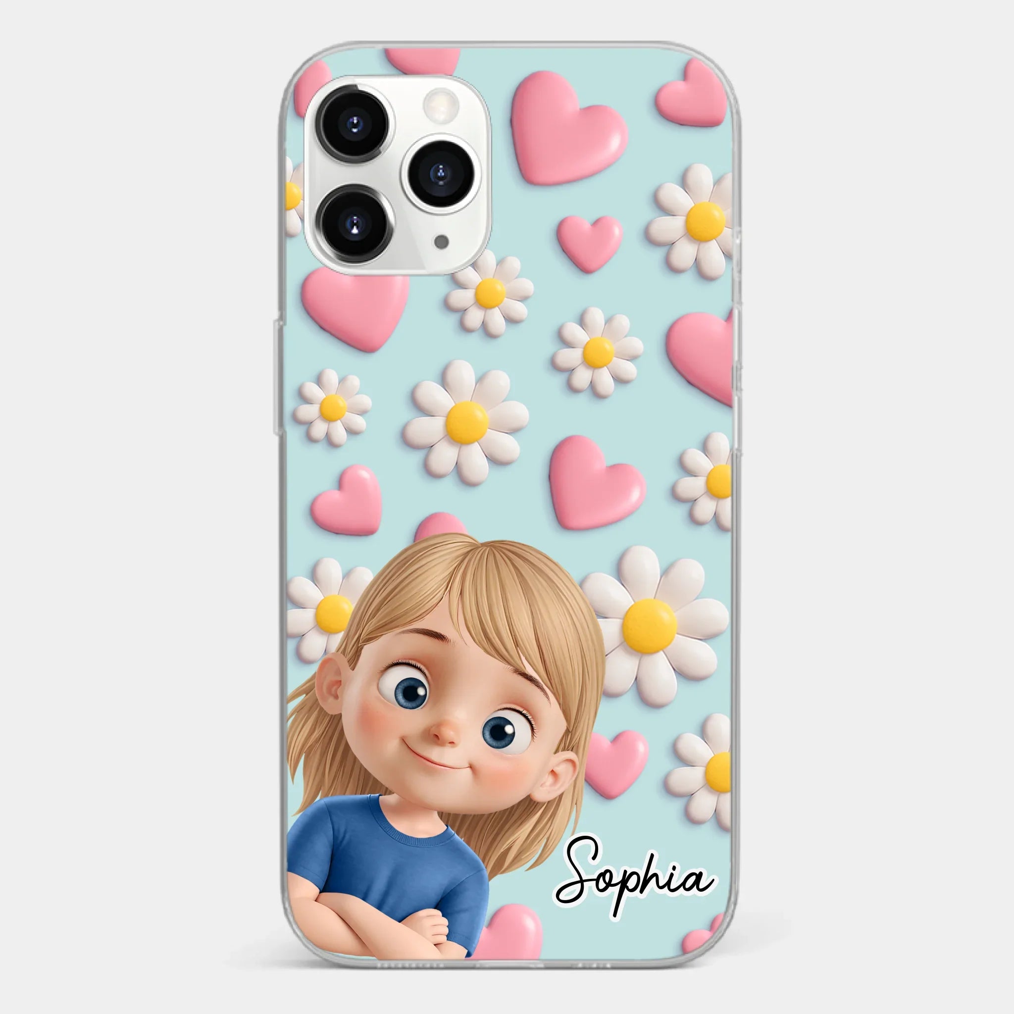Custom 3D Inflated Effect Printed Clear Phone Case - Personalized Birthday Gifts For Mom, Grandma - Love You To Pieces