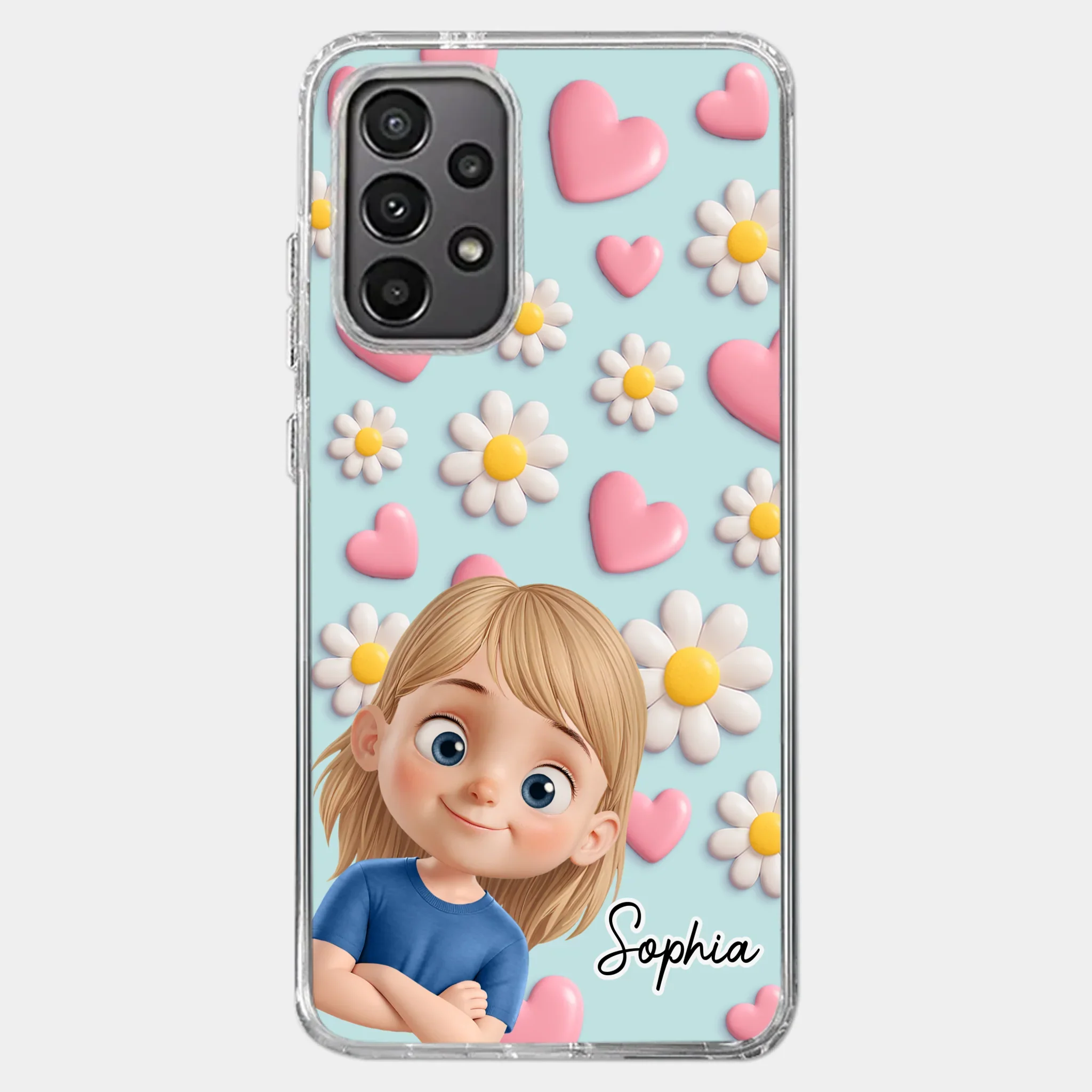 Custom 3D Inflated Effect Printed Clear Phone Case - Personalized Birthday Gifts For Mom, Grandma - Love You To Pieces