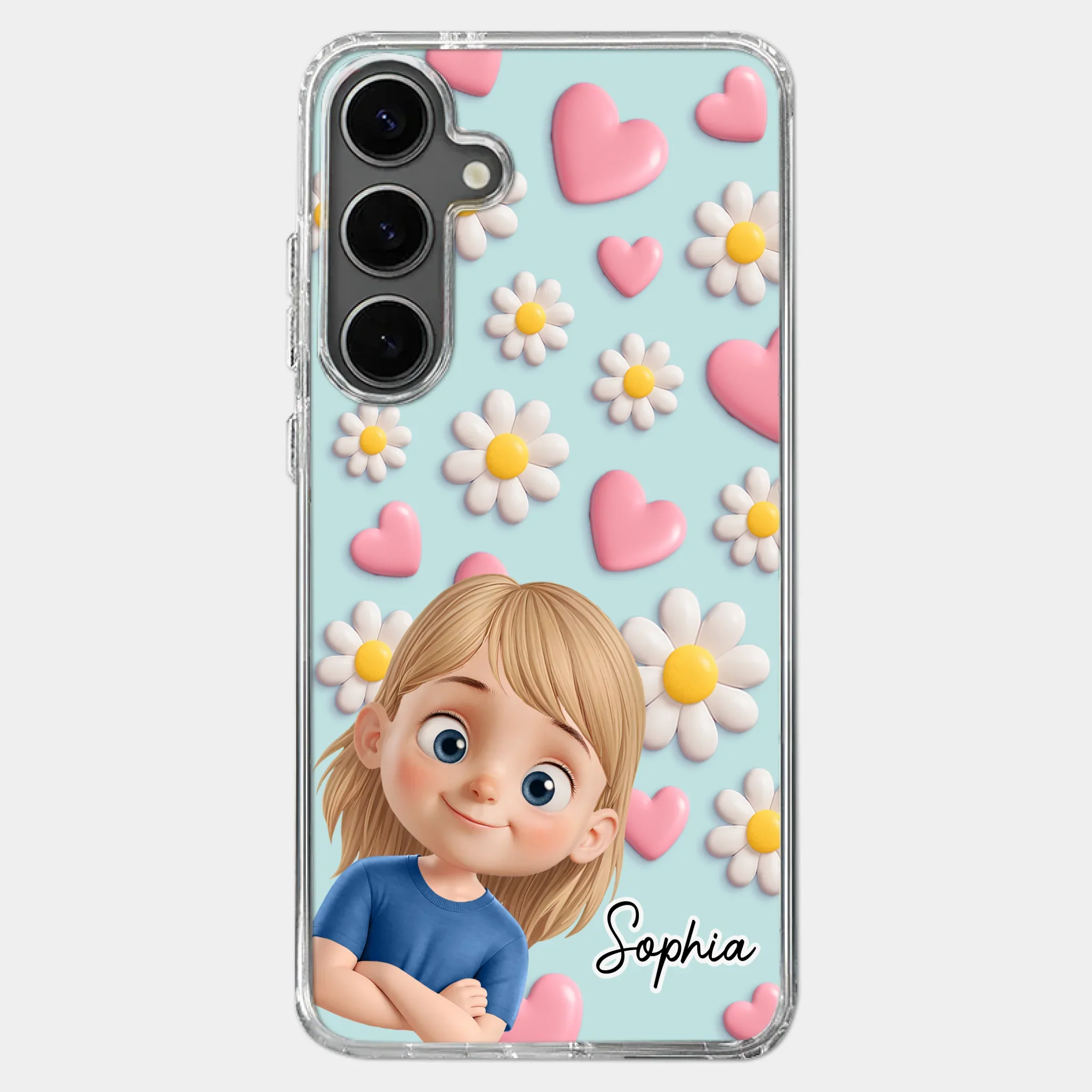 Custom 3D Inflated Effect Printed Clear Phone Case - Personalized Birthday Gifts For Mom, Grandma - Love You To Pieces