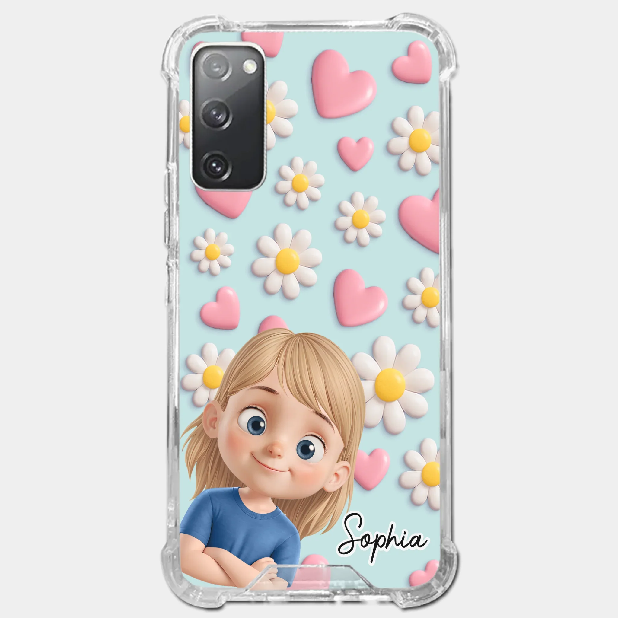 Custom 3D Inflated Effect Printed Clear Phone Case - Personalized Birthday Gifts For Mom, Grandma - Love You To Pieces