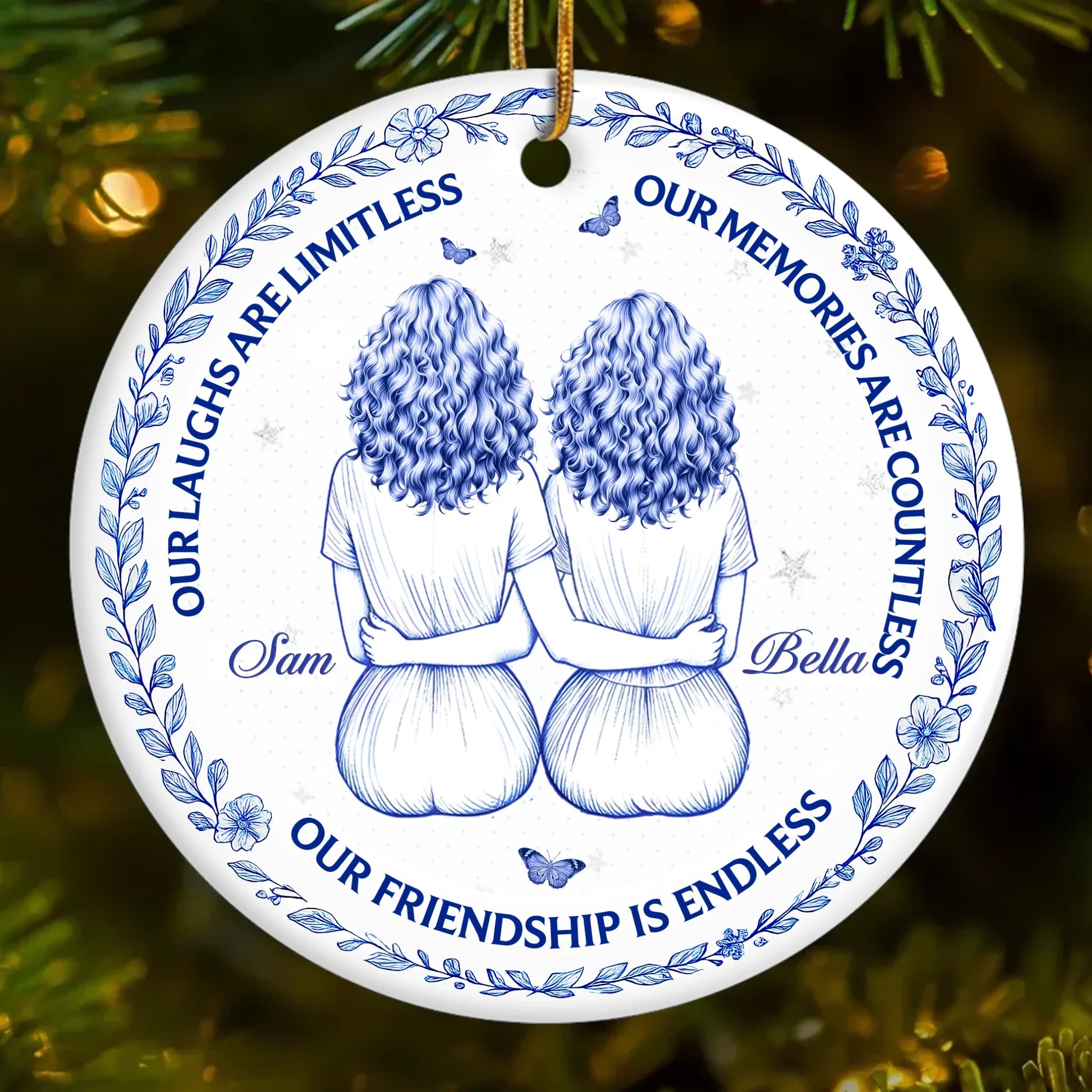 Custom Ceramic Ornament - Personalized Best Friend Christmas Birthday Gifts For Women, Besties, Sisters, BFF - Our Friendship Is Endless