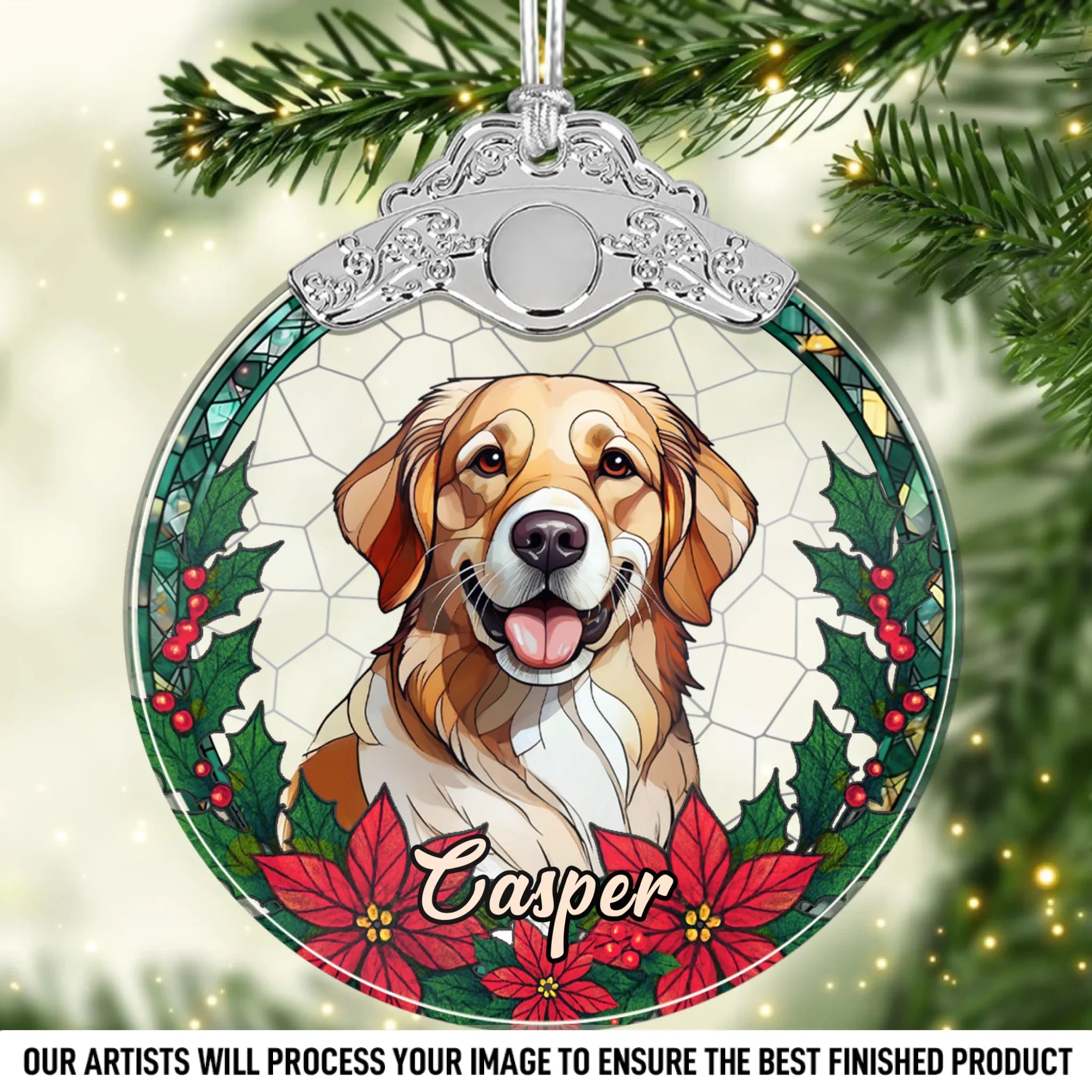 Custom Photo Glass Ornament - Personalized Christmas Birthday Gifts For Dog Cat Lovers, Dog Dad And Mom, Cat Owners - Merry Woofmas