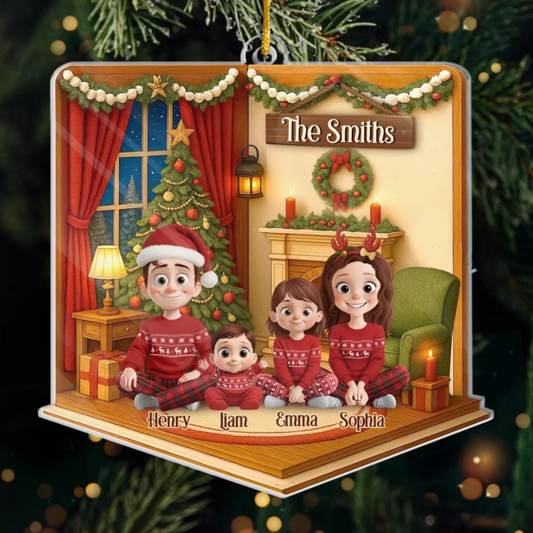 Custom Acrylic Ornament - Personalized Christmas Birthday Gifts For Mom, Dad, Kids - Home For The Holidays Always