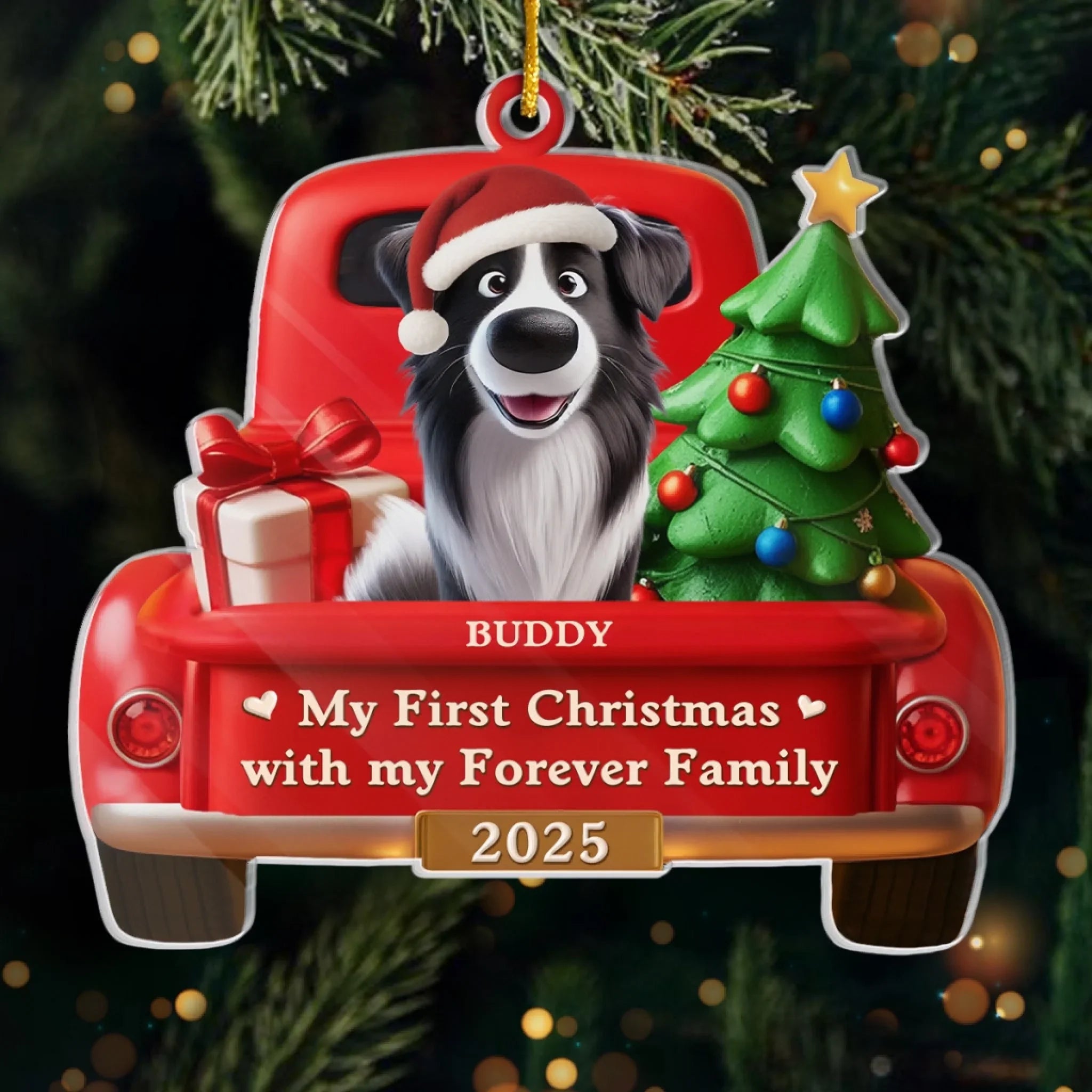 Custom Acrylic Ornament - Personalized Christmas Birthday Gifts For Dog Lovers, Dog Dad And Mom - My Forever Home, My First Christmas