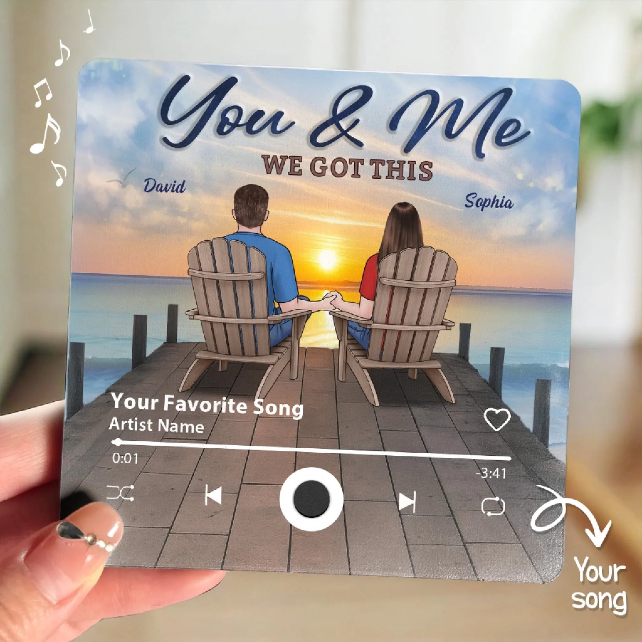 Custom Music Fridge Magnet That Can Play Songs - Personalized Anniversary Wedding Gifts For Husband And Wife, Him And Her - Loving You On Repeat