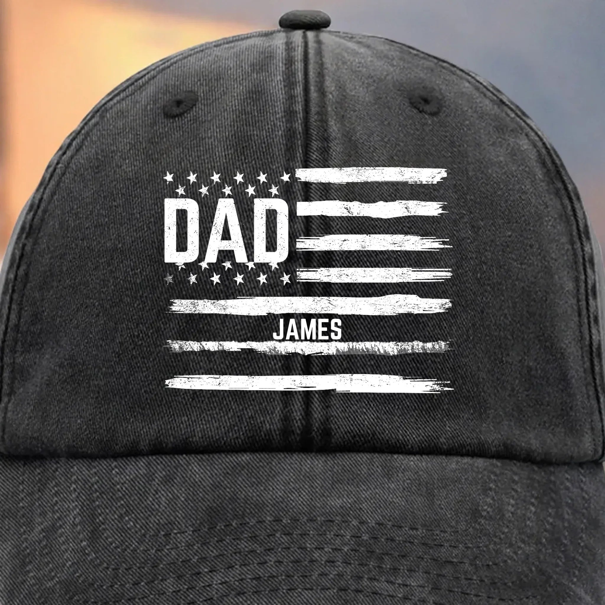Carrying My Crew On My Cap - Family Personalized Custom Vintage Washed Denim Baseball Cap - Father's Day, Gift For Dad, Grandpa