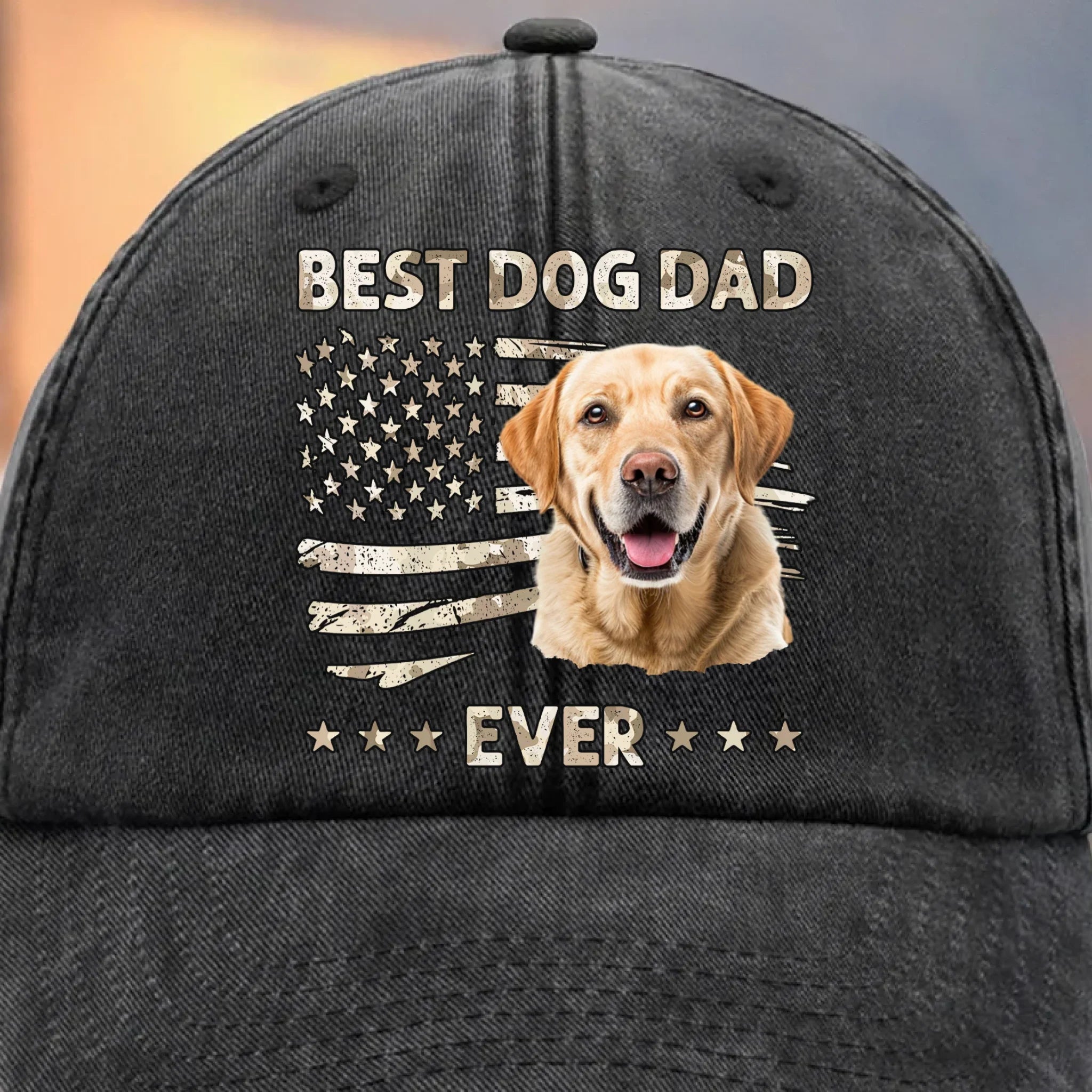 Custom Photo Leader Of The Pack - Dog & Cat Personalized Custom Vintage Washed Denim Baseball Cap - Father's Day, Gift For Dad, Pet Owners, Pet Lovers