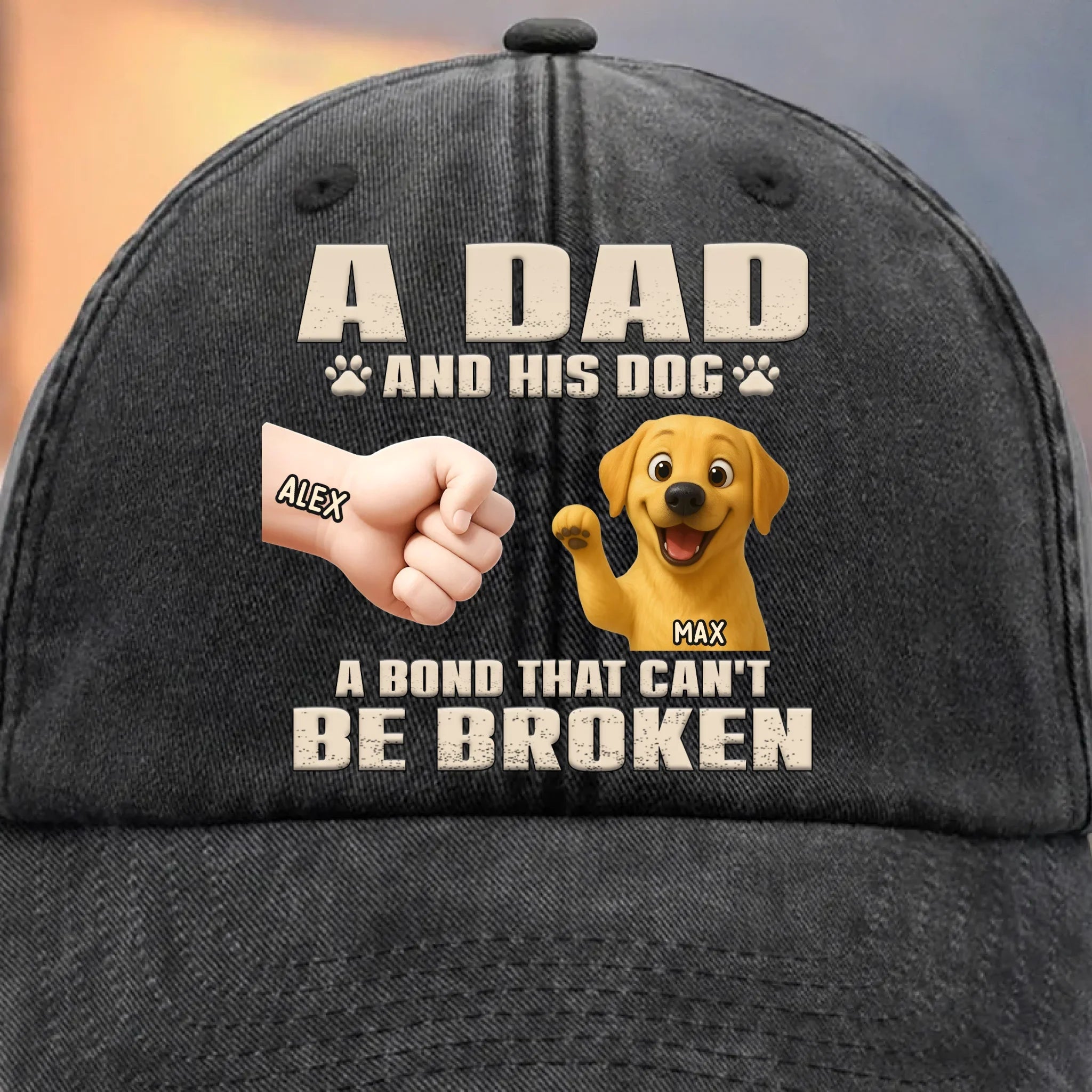 My Therapist Has Four Paws - Dog Personalized Custom Vintage Washed Denim Baseball Cap - Father's Day, Gift For Dad, Pet Owners, Pet Lovers