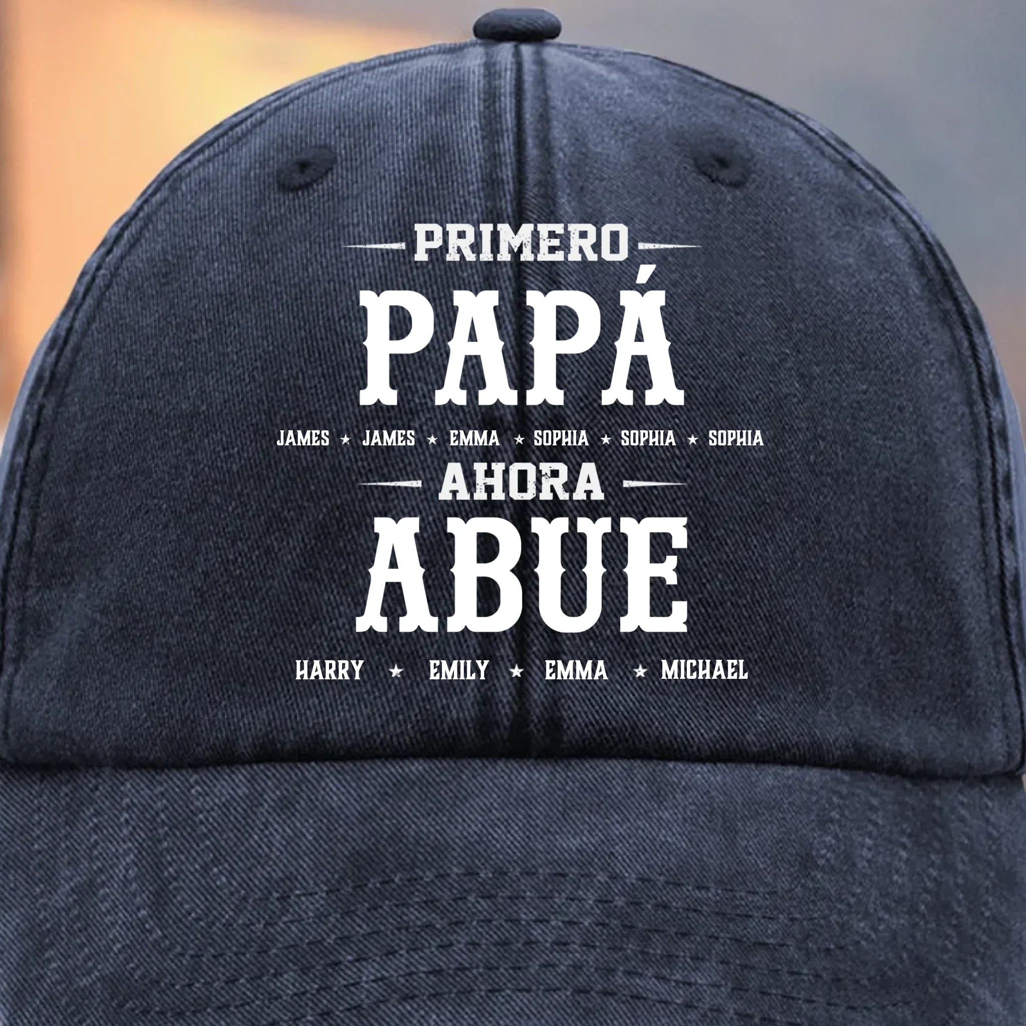 Gorra de Bisbol Personalizada de Mezclilla Vintage Lavada – Regalos de Cumpleaos Personalizados para Pap, Abuelo – Primero Pap, Ahora Abue