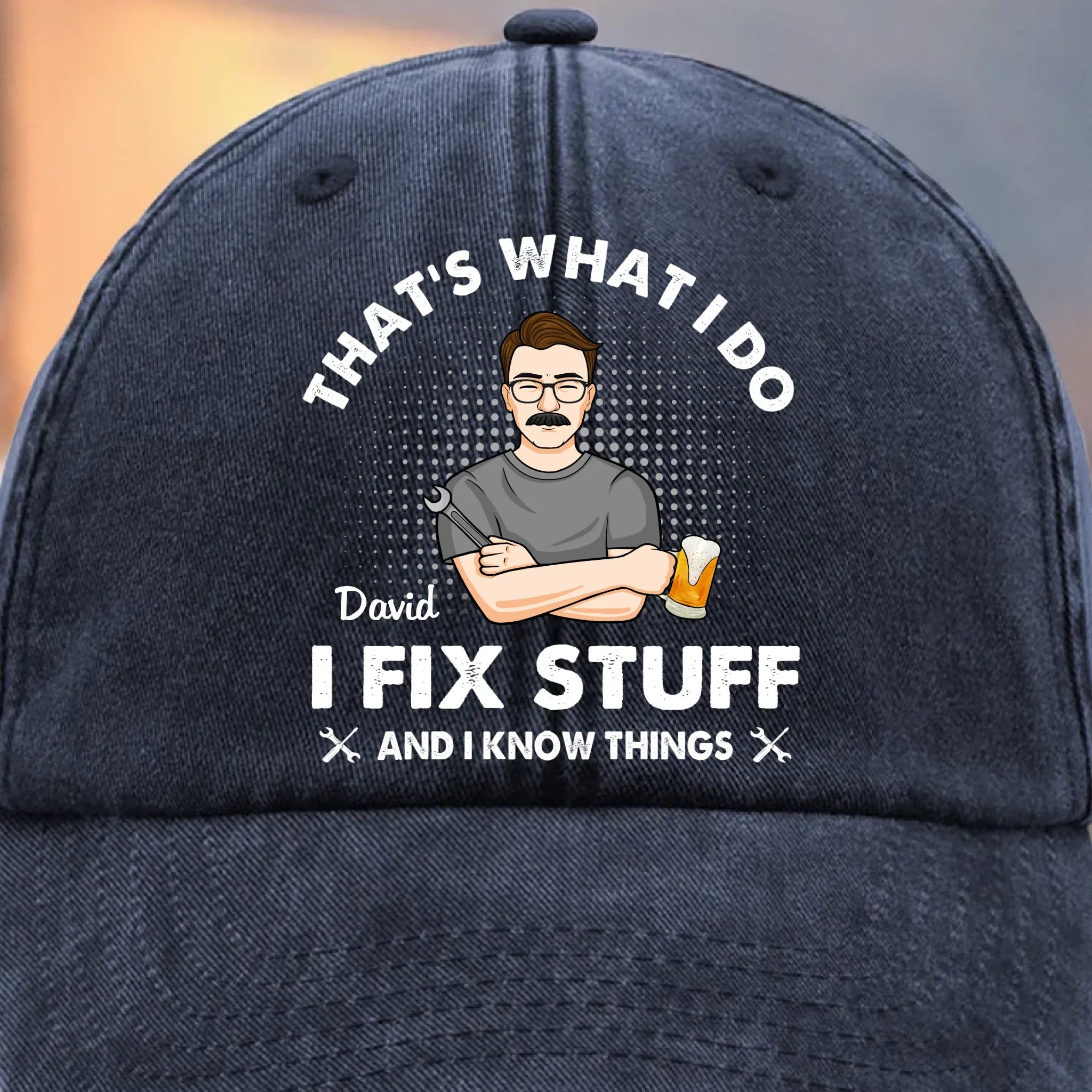 If Dad Can’t Fix It, No One Can - Family Personalized Custom Vintage Washed Denim Baseball Cap - Father's Day, Gift For Dad, Grandpa