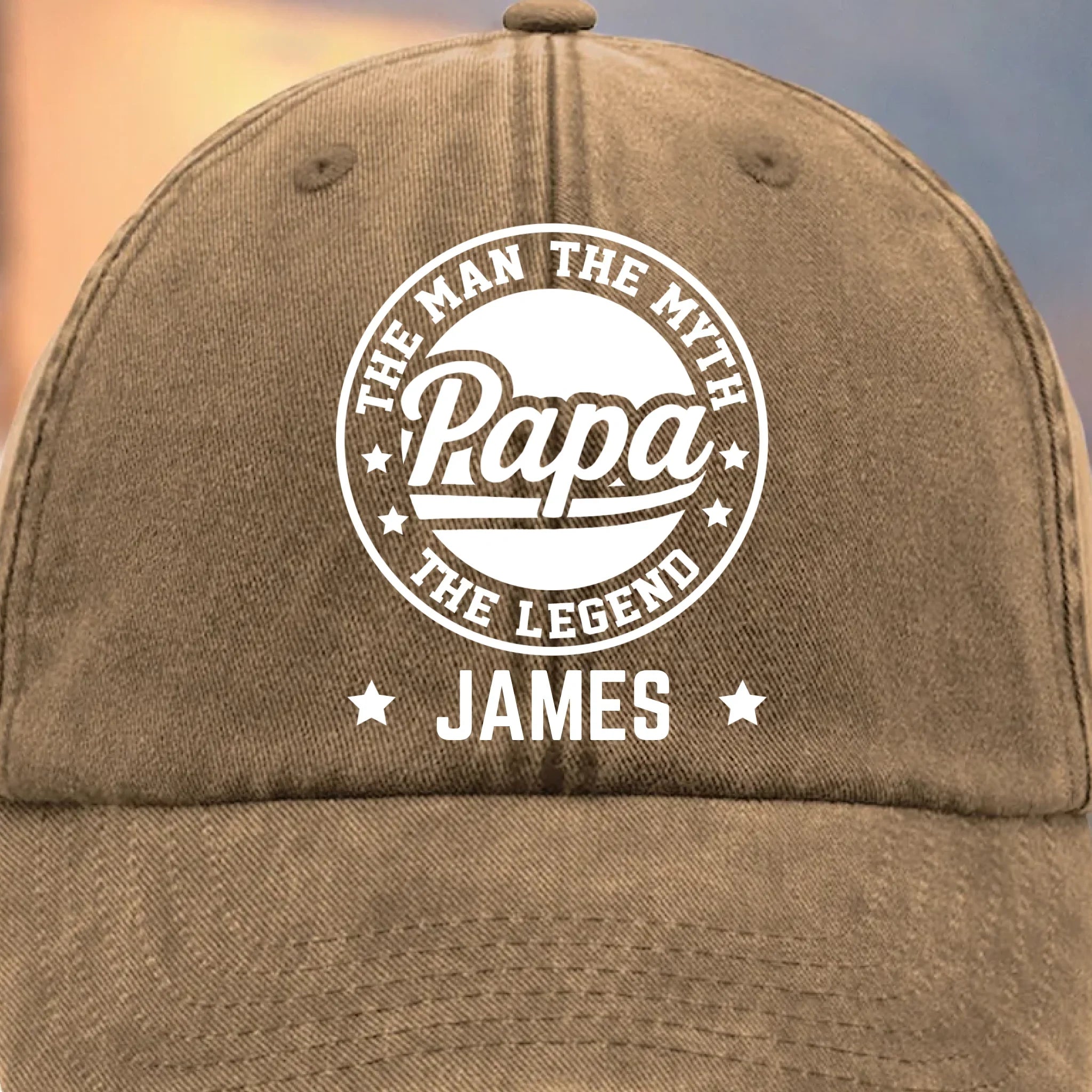 All Hail The Original Legend - Family Personalized Custom Vintage Washed Denim Baseball Cap - Father's Day, Gift For Dad, Grandpa
