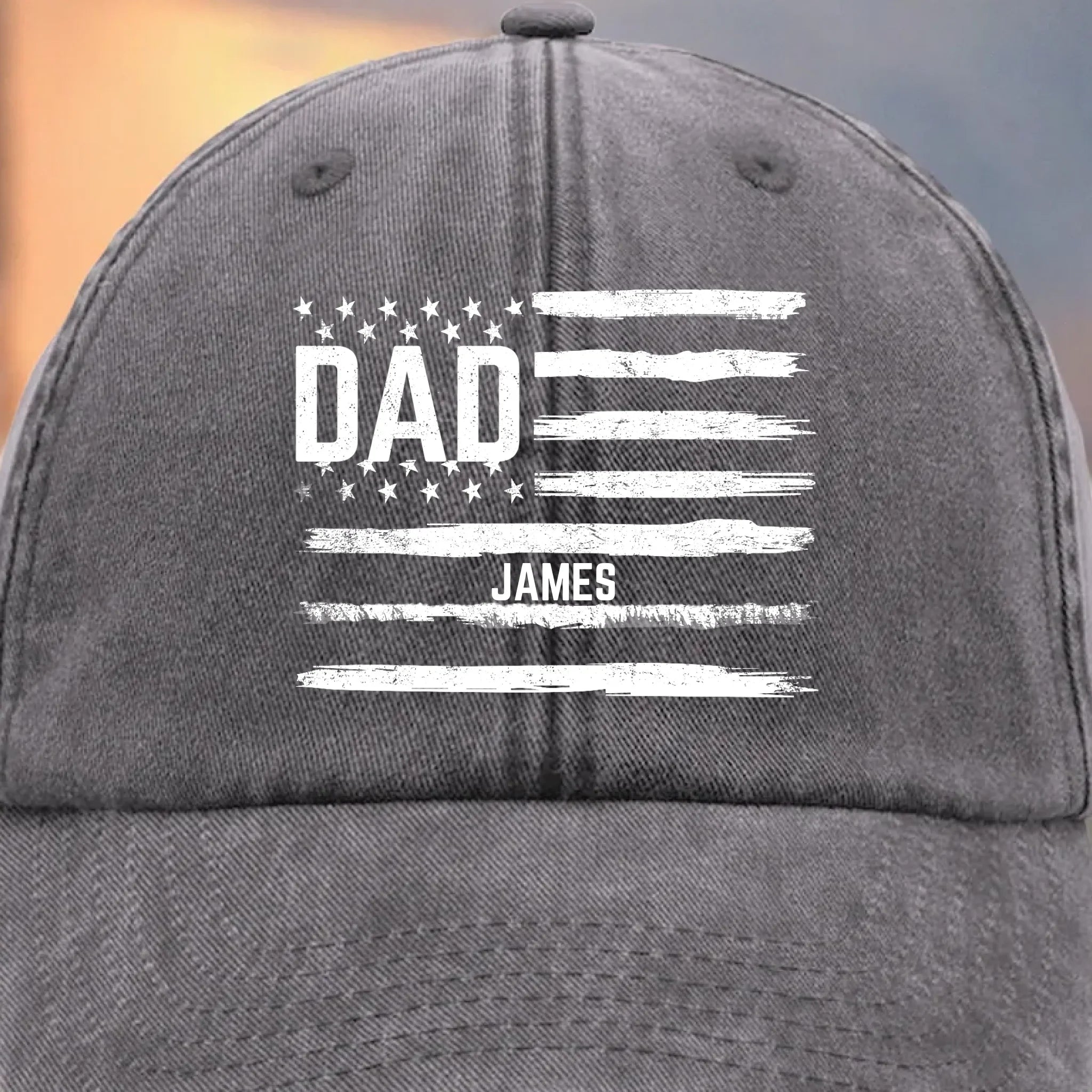 Carrying My Crew On My Cap - Family Personalized Custom Vintage Washed Denim Baseball Cap - Father's Day, Gift For Dad, Grandpa