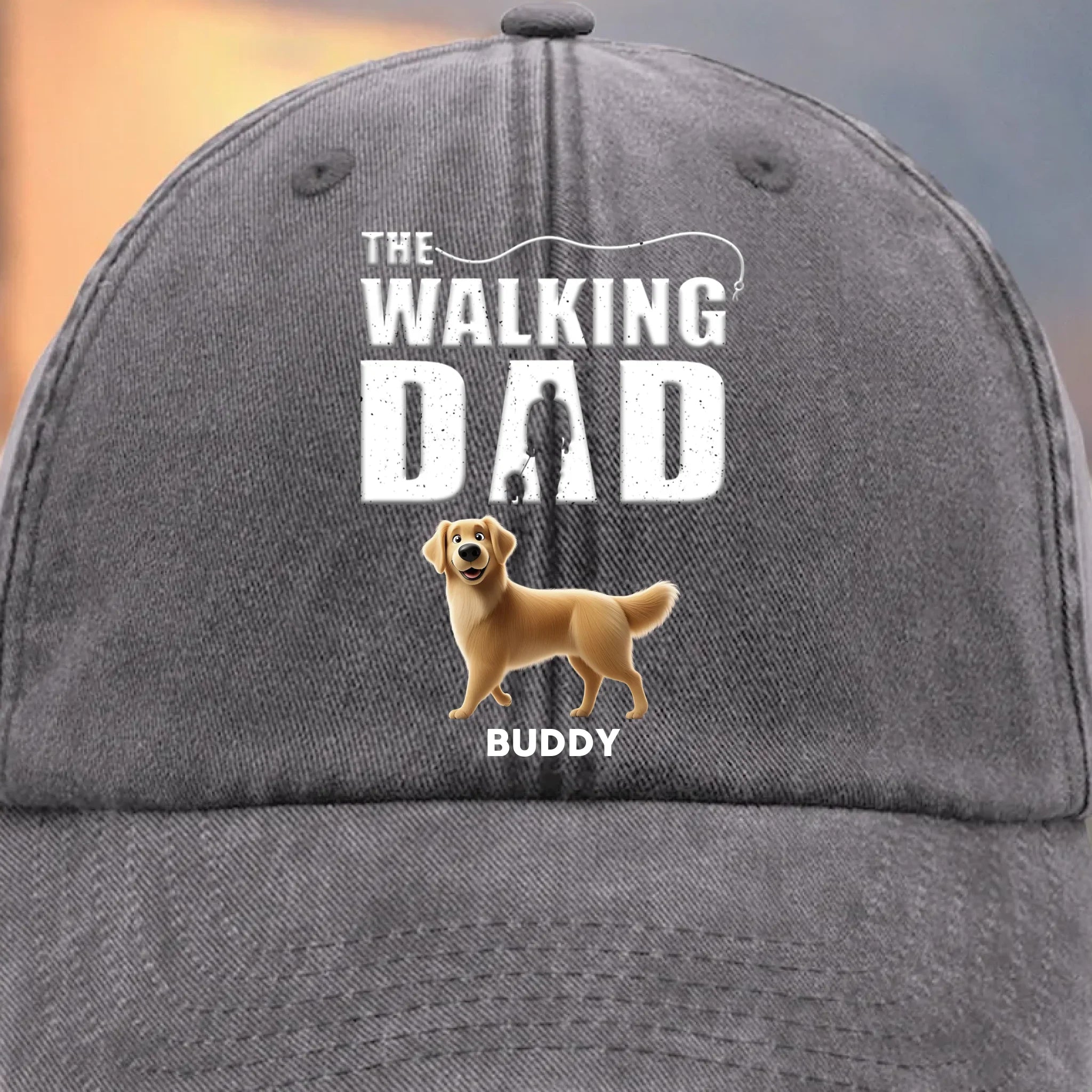 Best Dog Dad On Patrol - Dog Personalized Custom Vintage Washed Denim Baseball Cap - Father's Day,  Gift For Dad, Pet Owners, Pet Lovers