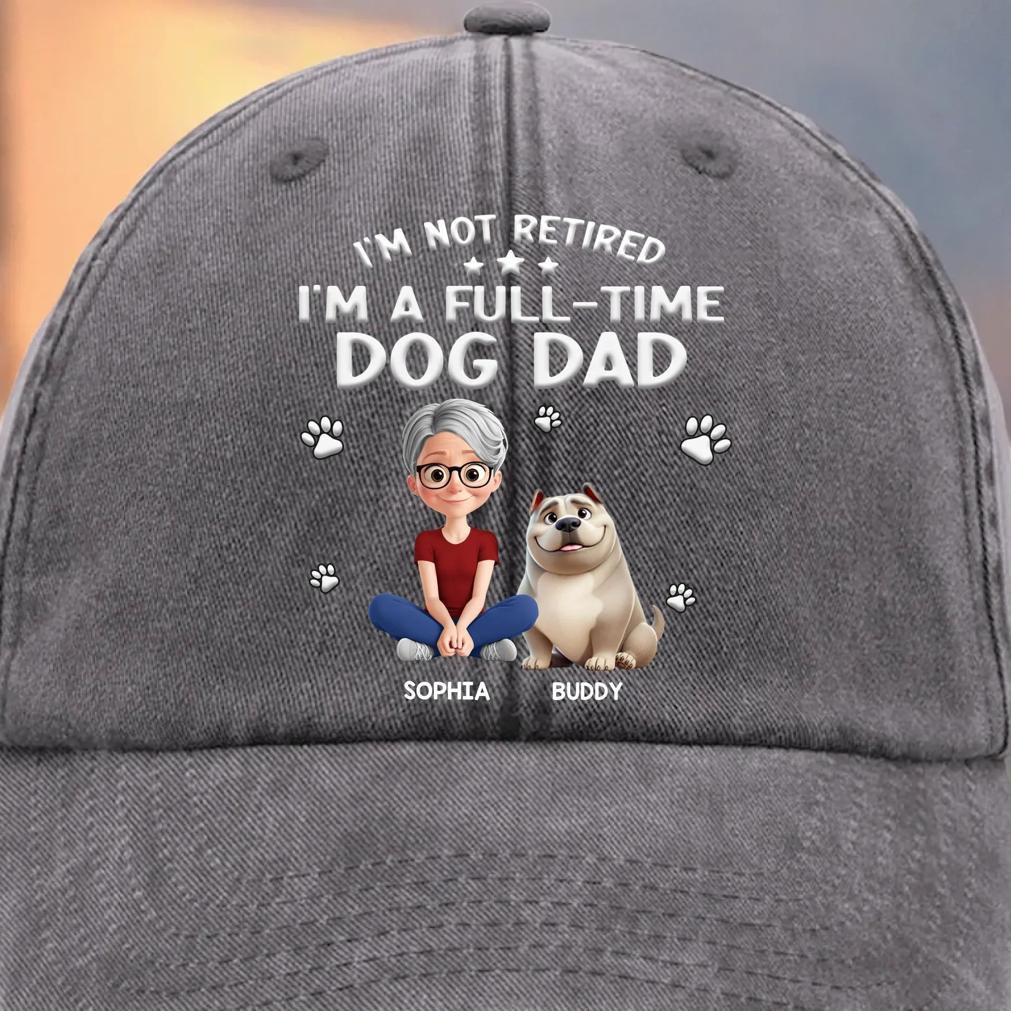 Custom Vintage Washed Denim Baseball Cap - Personalized Birthday Gifts For Dog Lovers, Dog Dad And Mom - Paws And Relax