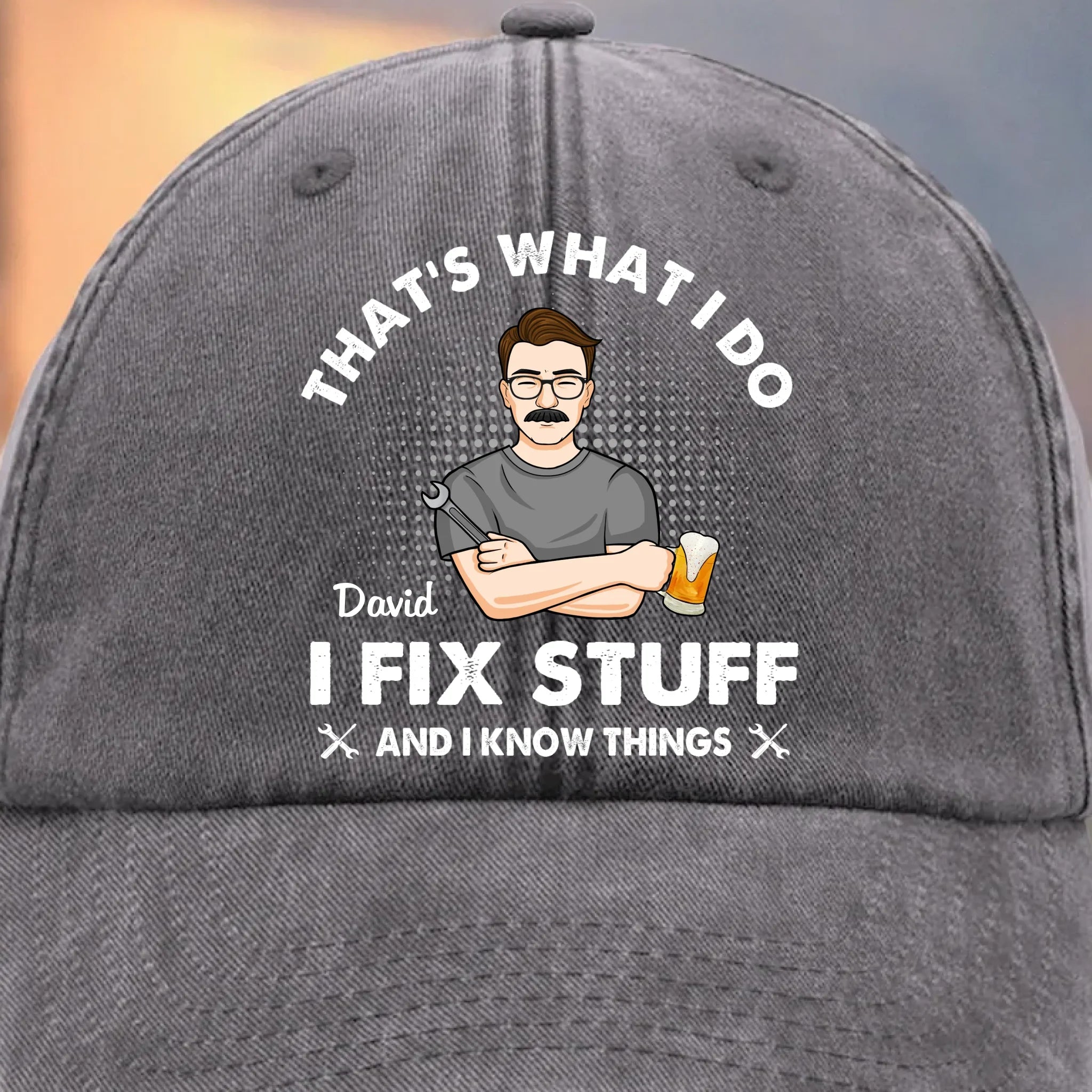 If Dad Can’t Fix It, No One Can - Family Personalized Custom Vintage Washed Denim Baseball Cap - Father's Day, Gift For Dad, Grandpa