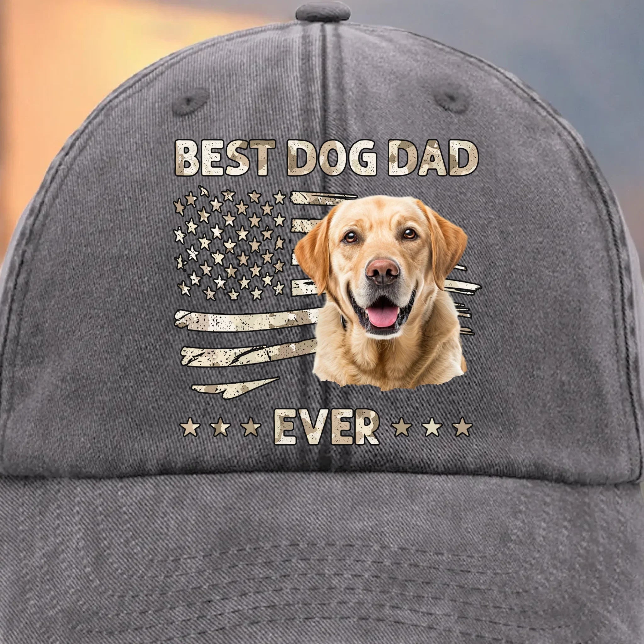 Custom Photo Leader Of The Pack - Dog & Cat Personalized Custom Vintage Washed Denim Baseball Cap - Father's Day, Gift For Dad, Pet Owners, Pet Lovers