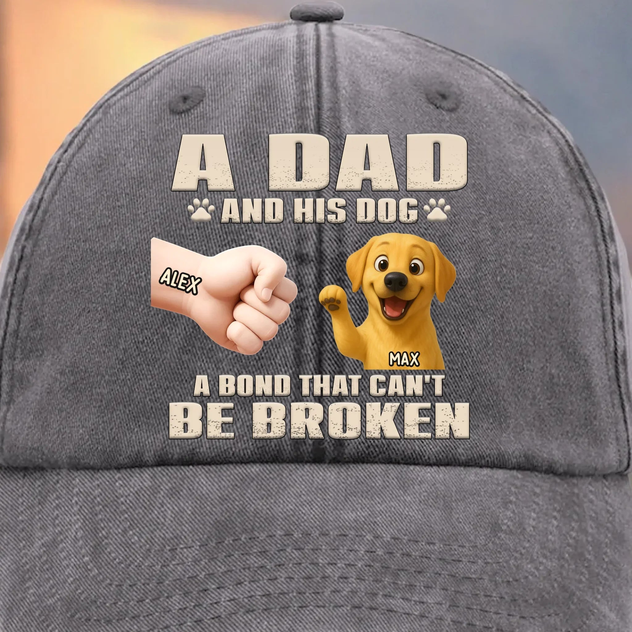 My Therapist Has Four Paws - Dog Personalized Custom Vintage Washed Denim Baseball Cap - Father's Day, Gift For Dad, Pet Owners, Pet Lovers