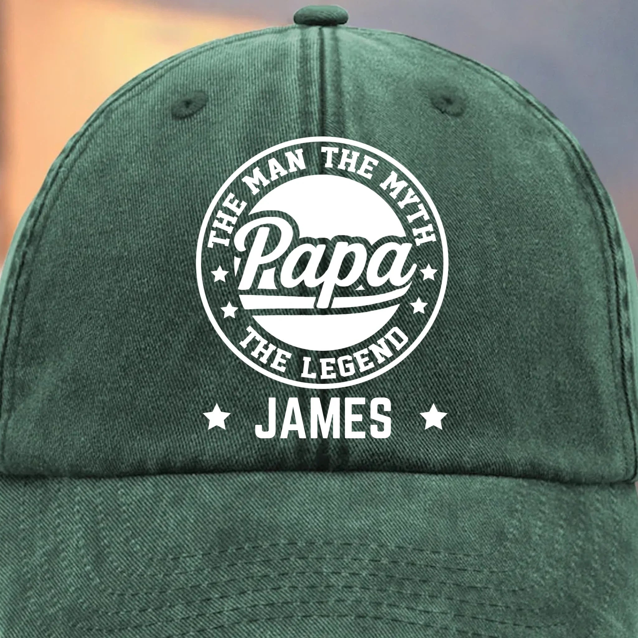 All Hail The Original Legend - Family Personalized Custom Vintage Washed Denim Baseball Cap - Father's Day, Gift For Dad, Grandpa