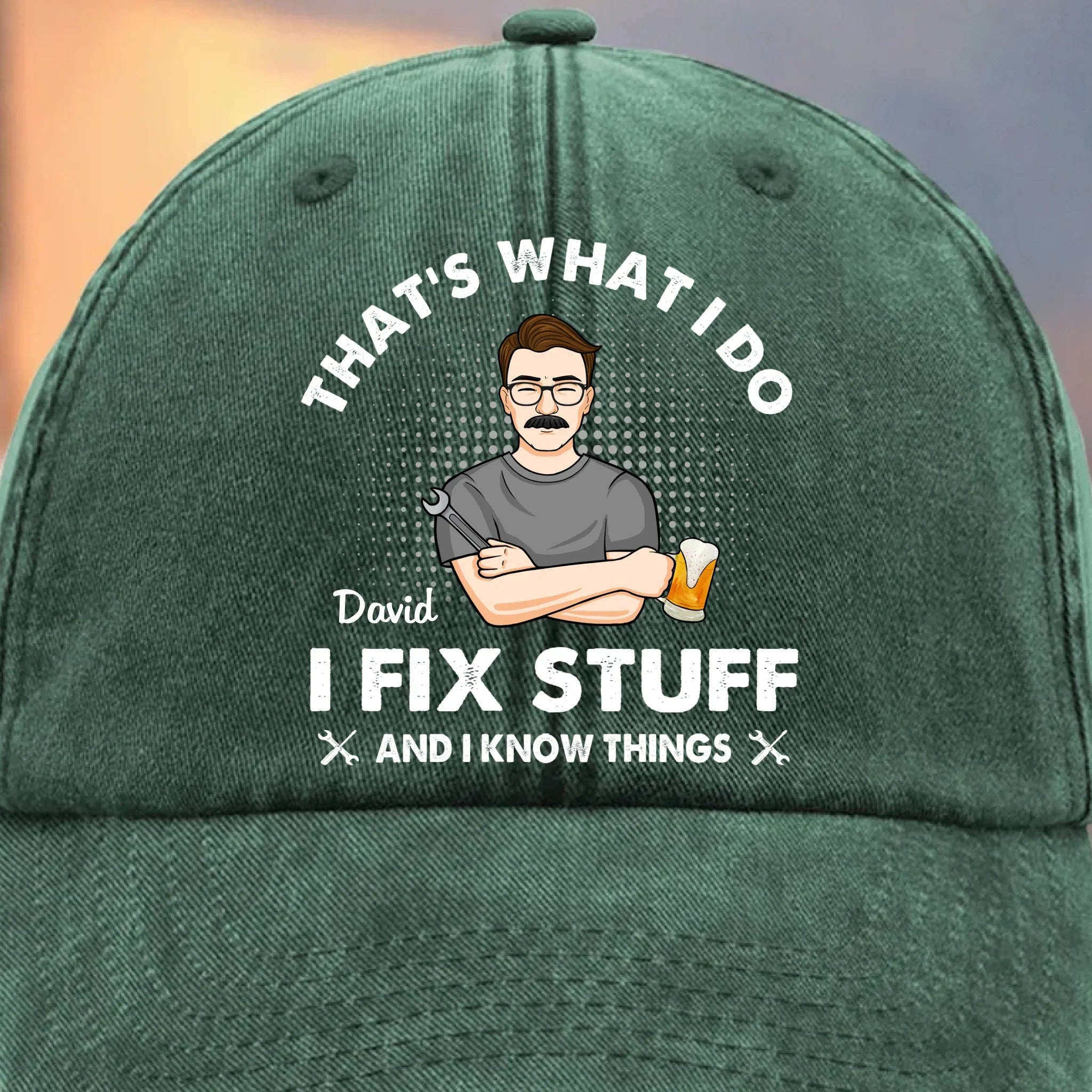 If Dad Can’t Fix It, No One Can - Family Personalized Custom Vintage Washed Denim Baseball Cap - Father's Day, Gift For Dad, Grandpa