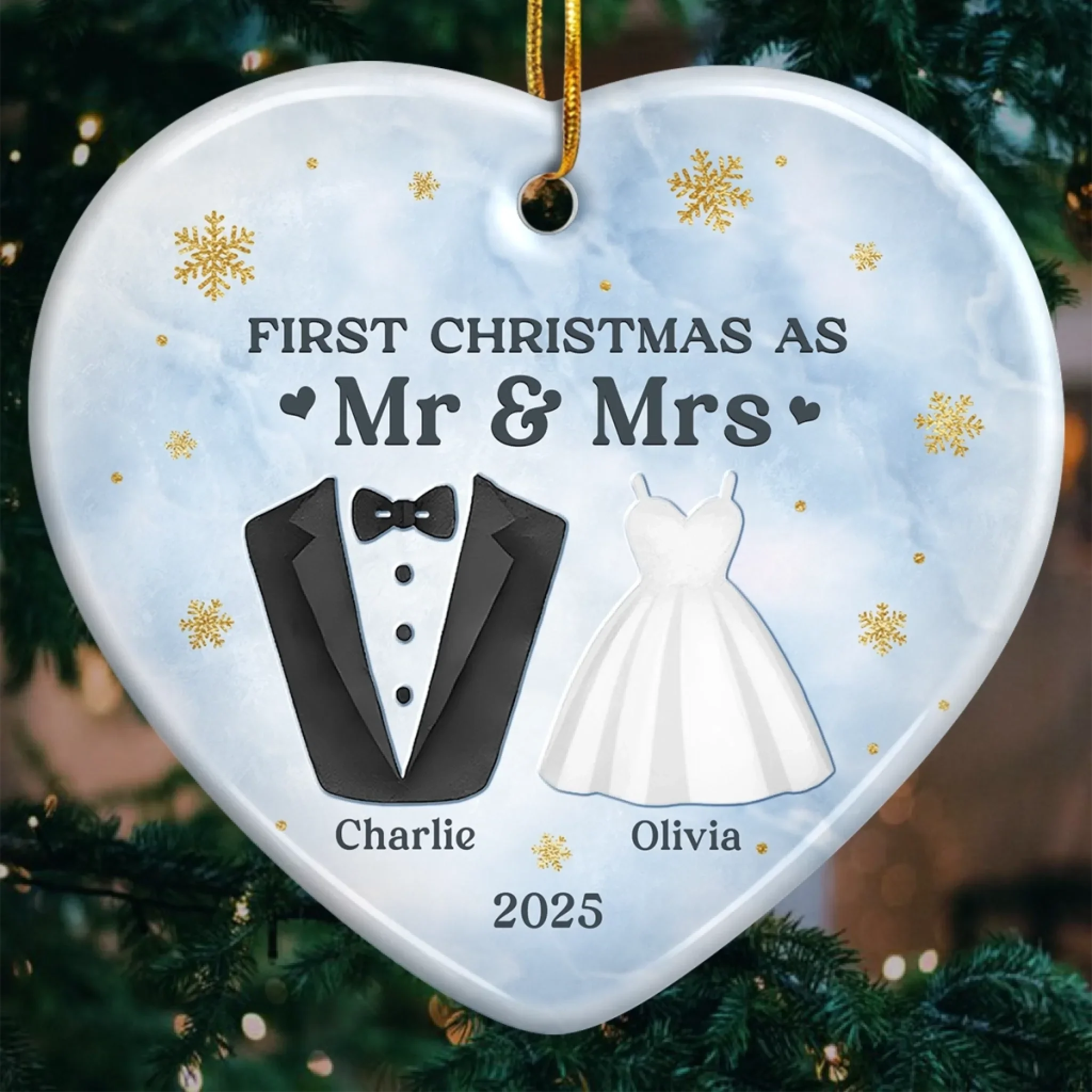 Custom Ceramic Ornament - Personalized Anniversary Christmas Wedding Gifts For Husband And Wife, Him And Her - Our First Chapter As One
