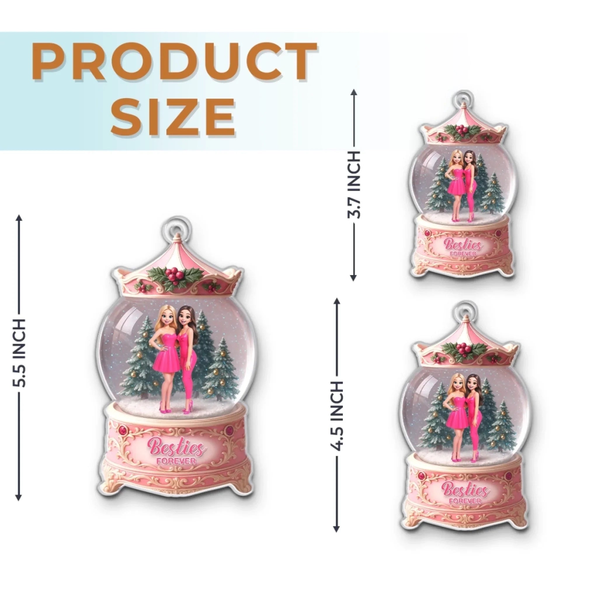 Custom Photo Acrylic Ornament - Personalized Christmas Best Friend Birthday Gifts For Women, Besties, Sisters, BFF - Snowy Days, Endless Friendship