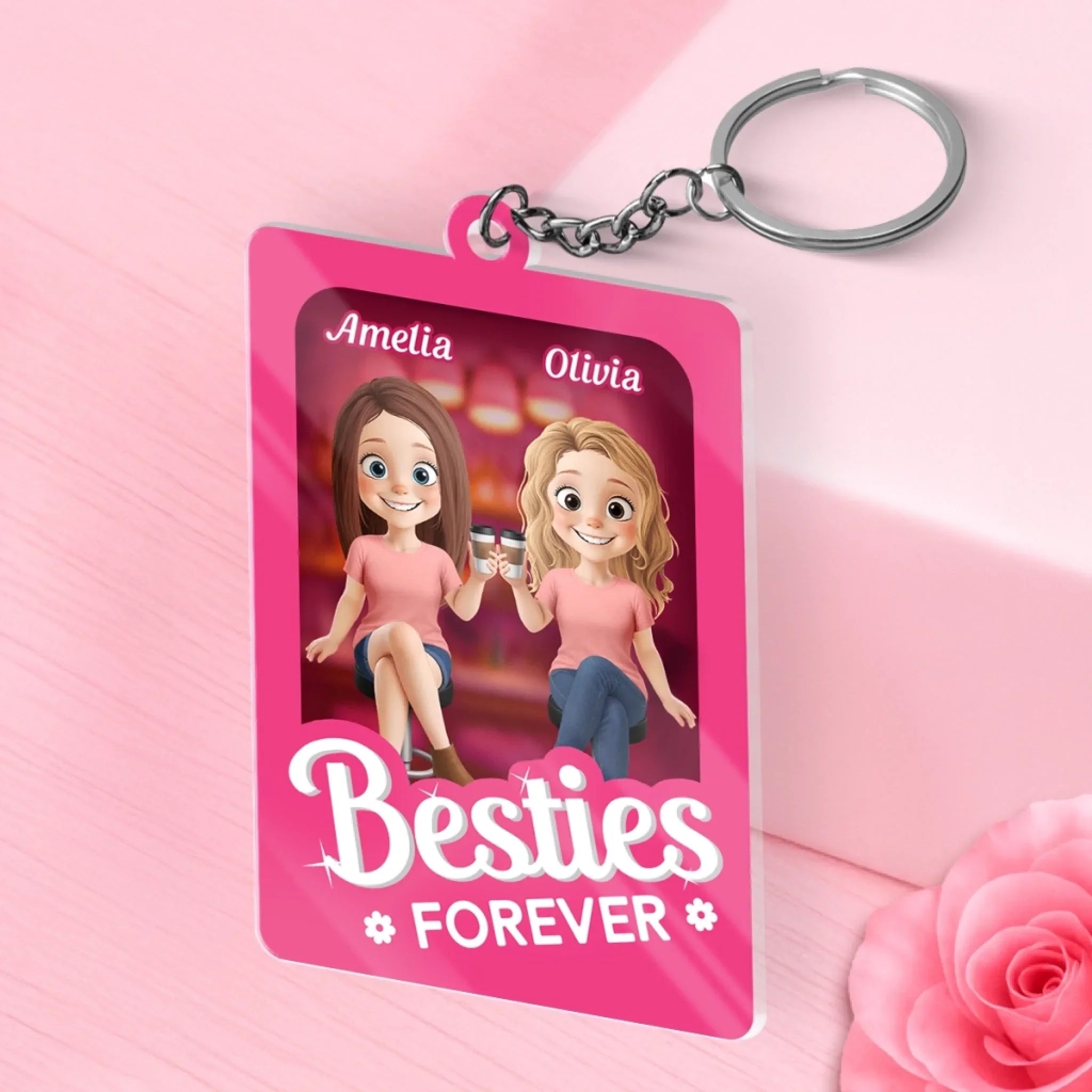 Custom Shaped Acrylic Keychain - Personalized Best Friend Birthday Gifts For Women, Besties, Sisters, BFF - Partners In Crime