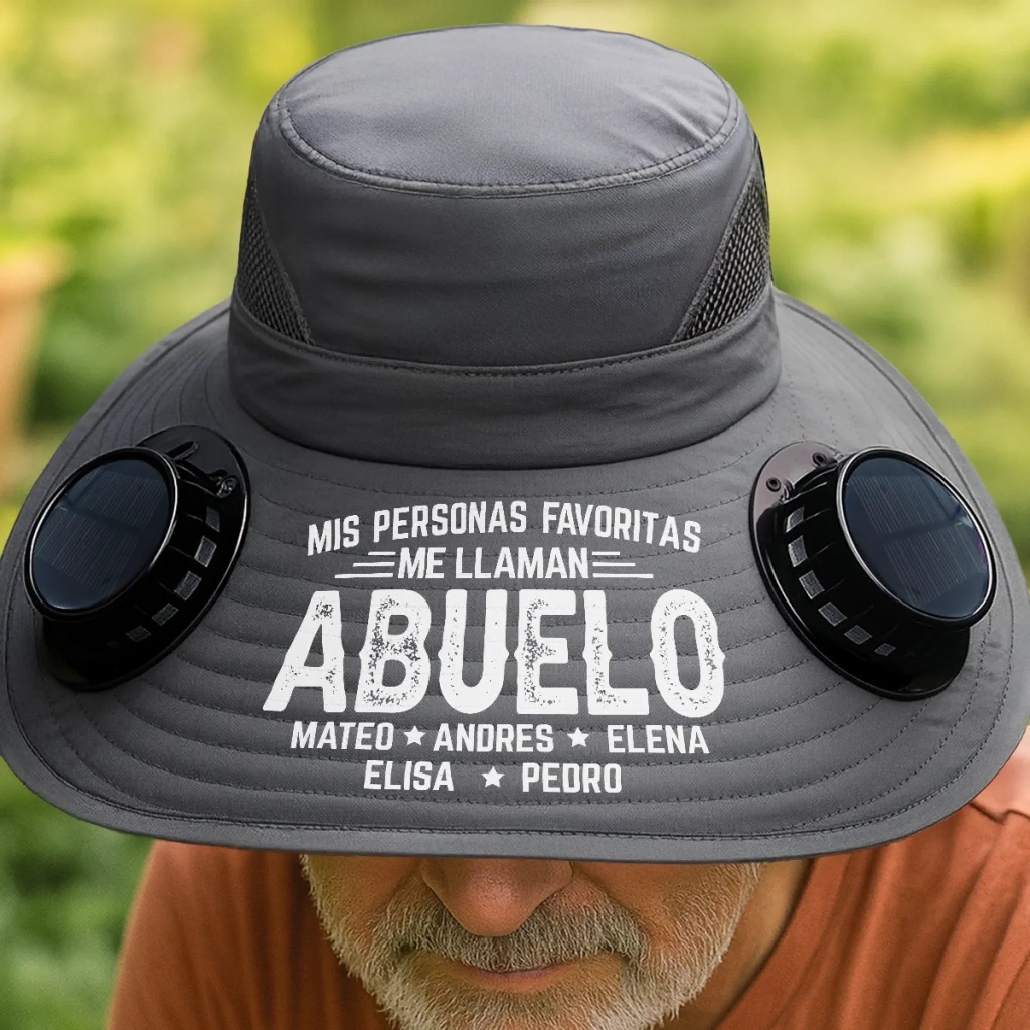 Sombrero Personalizado Con Ventiladores De Energa Solar - Regalos De Cumpleaos Personalizados Para Pap, Abuelo - Nada Supera Ser Llamado Abuelo
