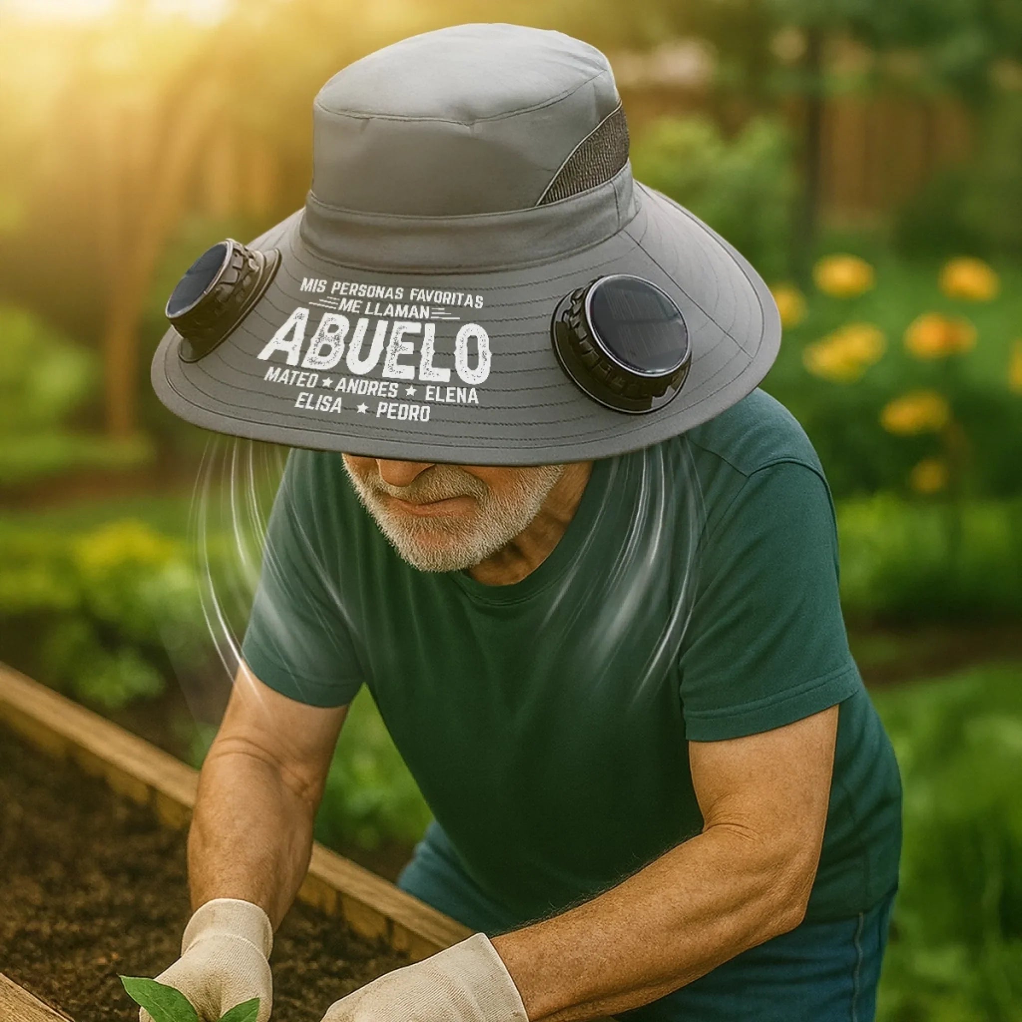 Sombrero Personalizado Con Ventiladores De Energa Solar - Regalos De Cumpleaos Personalizados Para Pap, Abuelo - Nada Supera Ser Llamado Abuelo