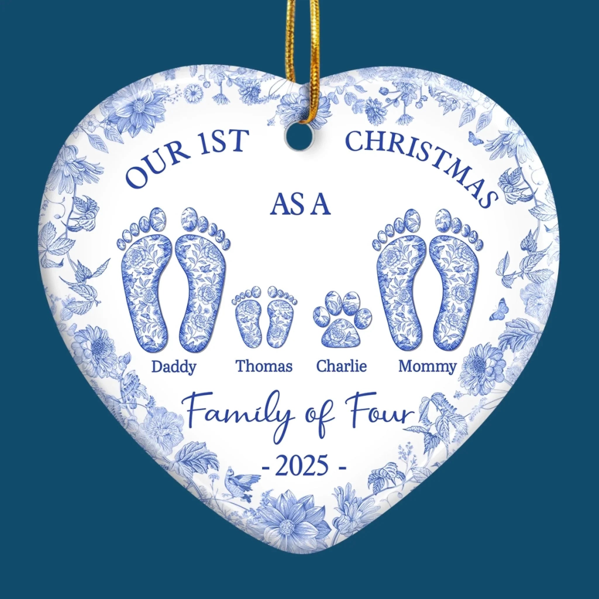 Custom Ceramic Ornament - Personalized Christmas Birthday Gifts For Mom, Dad, Kids - Our Pawfect Family Begins