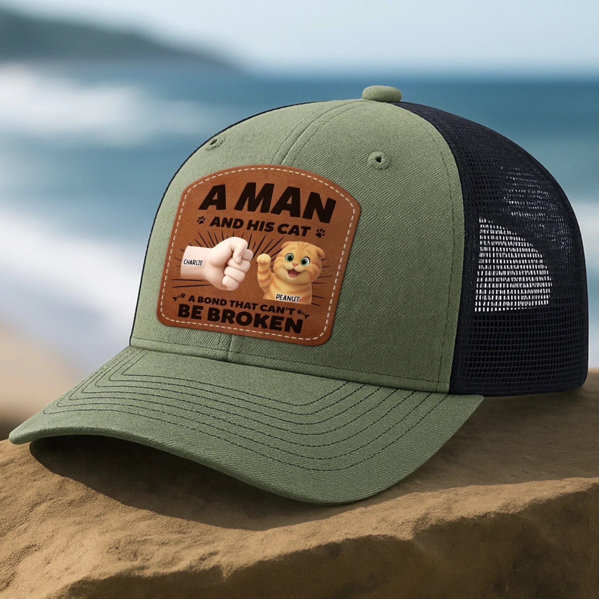 Custom Shaped Leather Patch Hat - Personalized Birthday Gifts For Cat Lovers, Cat Mom And Dad - Feline My Best Self