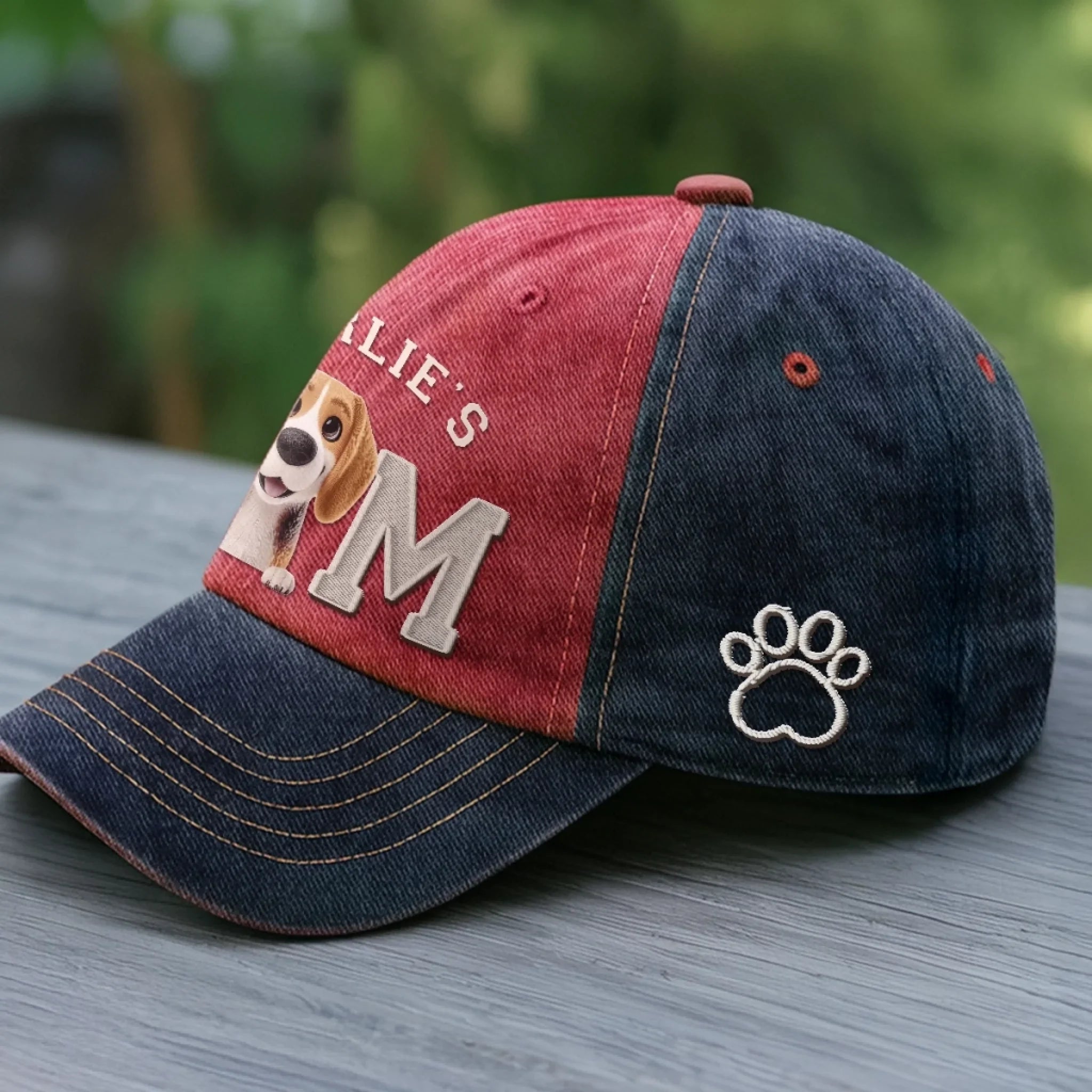 Custom Embroidered Effect Washed Denim Baseball Cap - Personalized Birthday Gifts For Dog Cat Lovers, Dog Dad And Mom, Cat Owners - Proud Dog Mom
