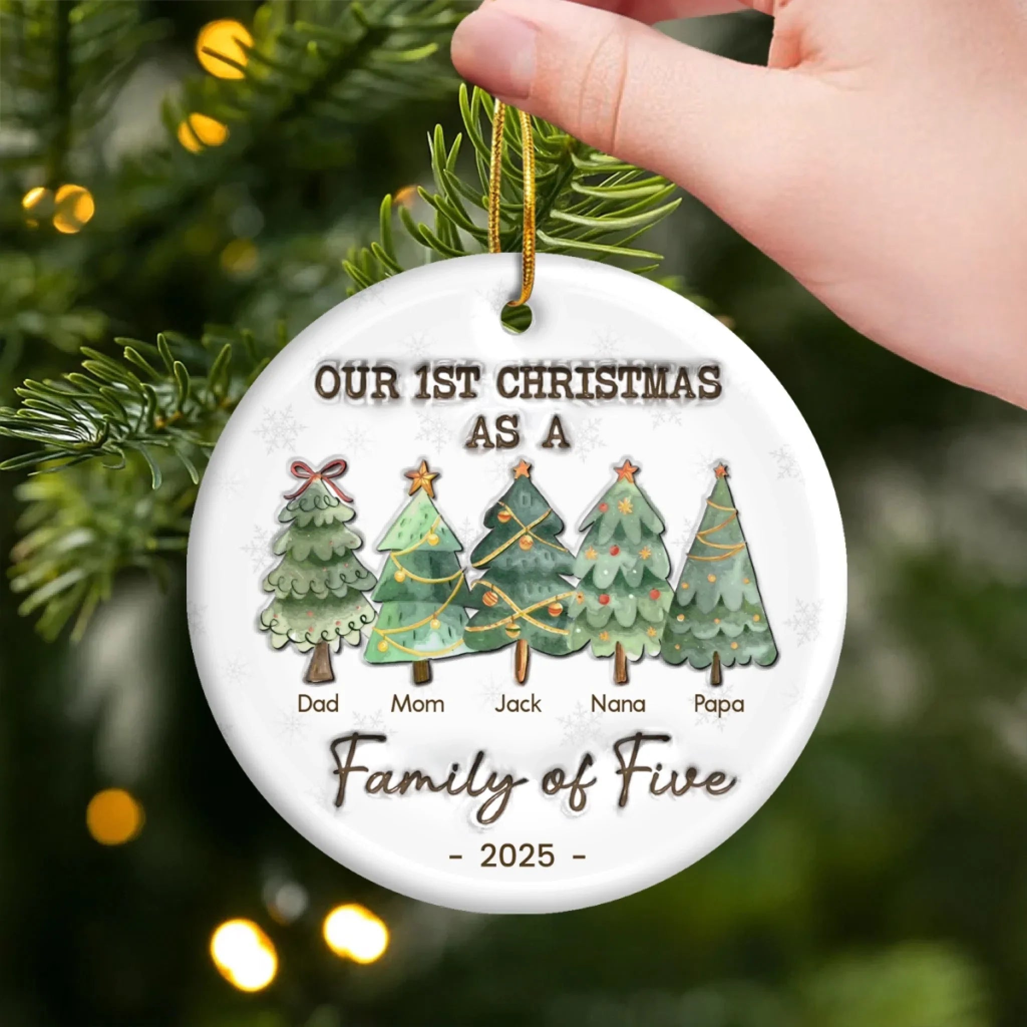 Family Is Like A Christmas Tree, It Needs Love To Shine Bright - Family Personalized Custom 3D Inflated Effect Printed Ornament - Ceramic Round Shaped - Christmas Gift For Family Members, First Christmas