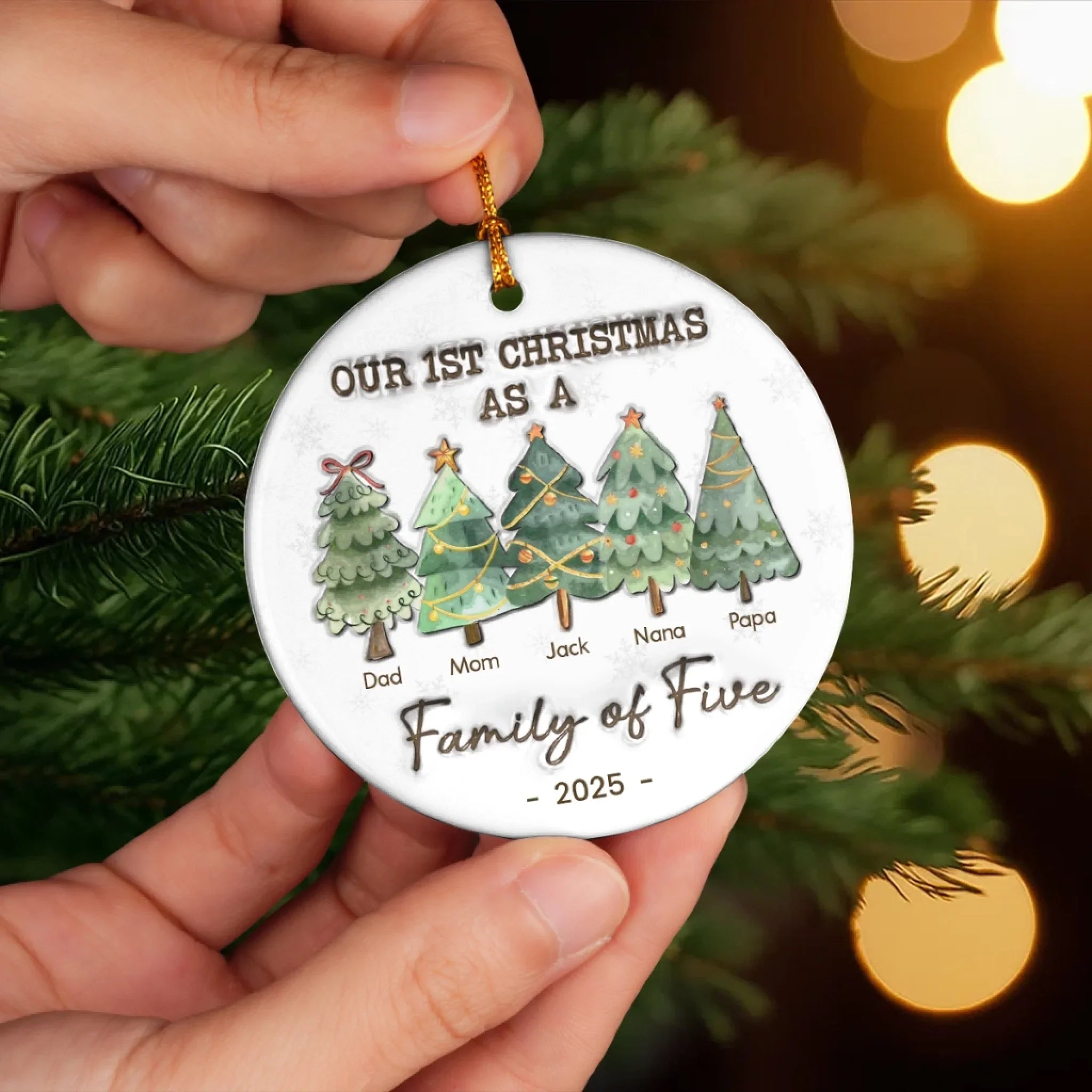 Family Is Like A Christmas Tree, It Needs Love To Shine Bright - Family Personalized Custom 3D Inflated Effect Printed Ornament - Ceramic Round Shaped - Christmas Gift For Family Members, First Christmas