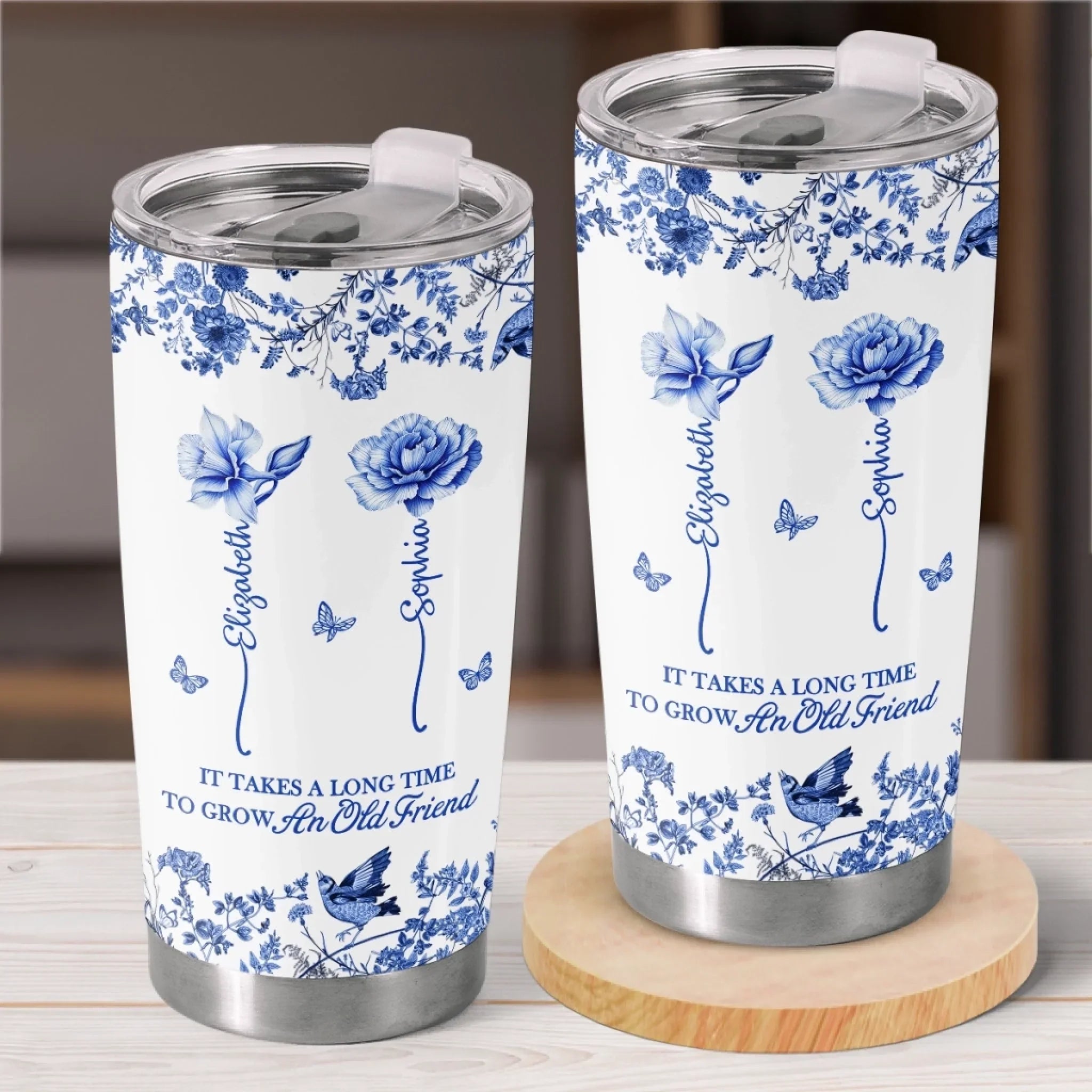 Custom Tumbler - Personalized Best Friend Christmas Birthday Gifts For Women, Besties, Sisters, BFF - Growing Together Through The Years