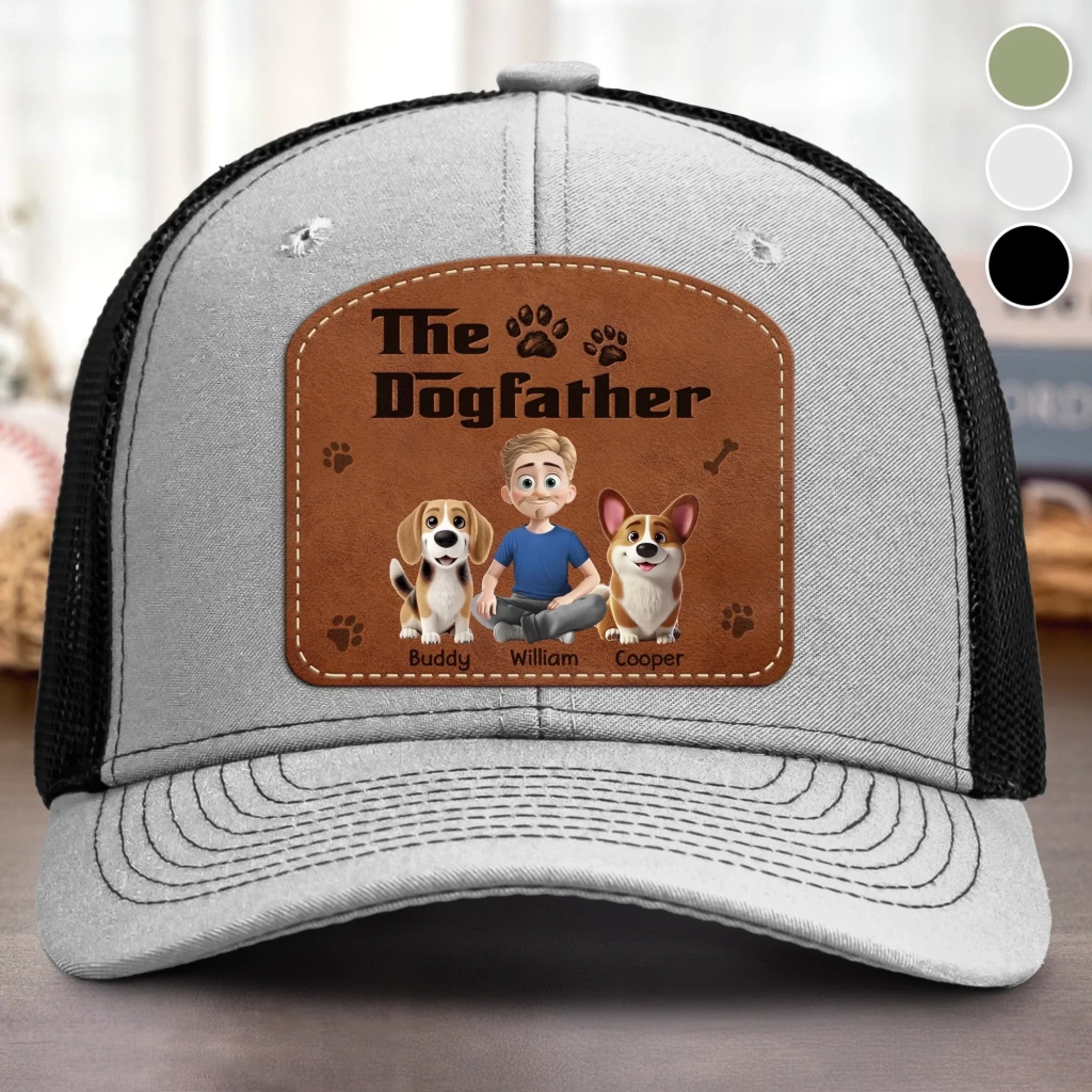 Custom Shaped Leather Patch Hat - Personalized Birthday Gifts For Dog Lovers, Dog Dad And Mom - Treat Dealer