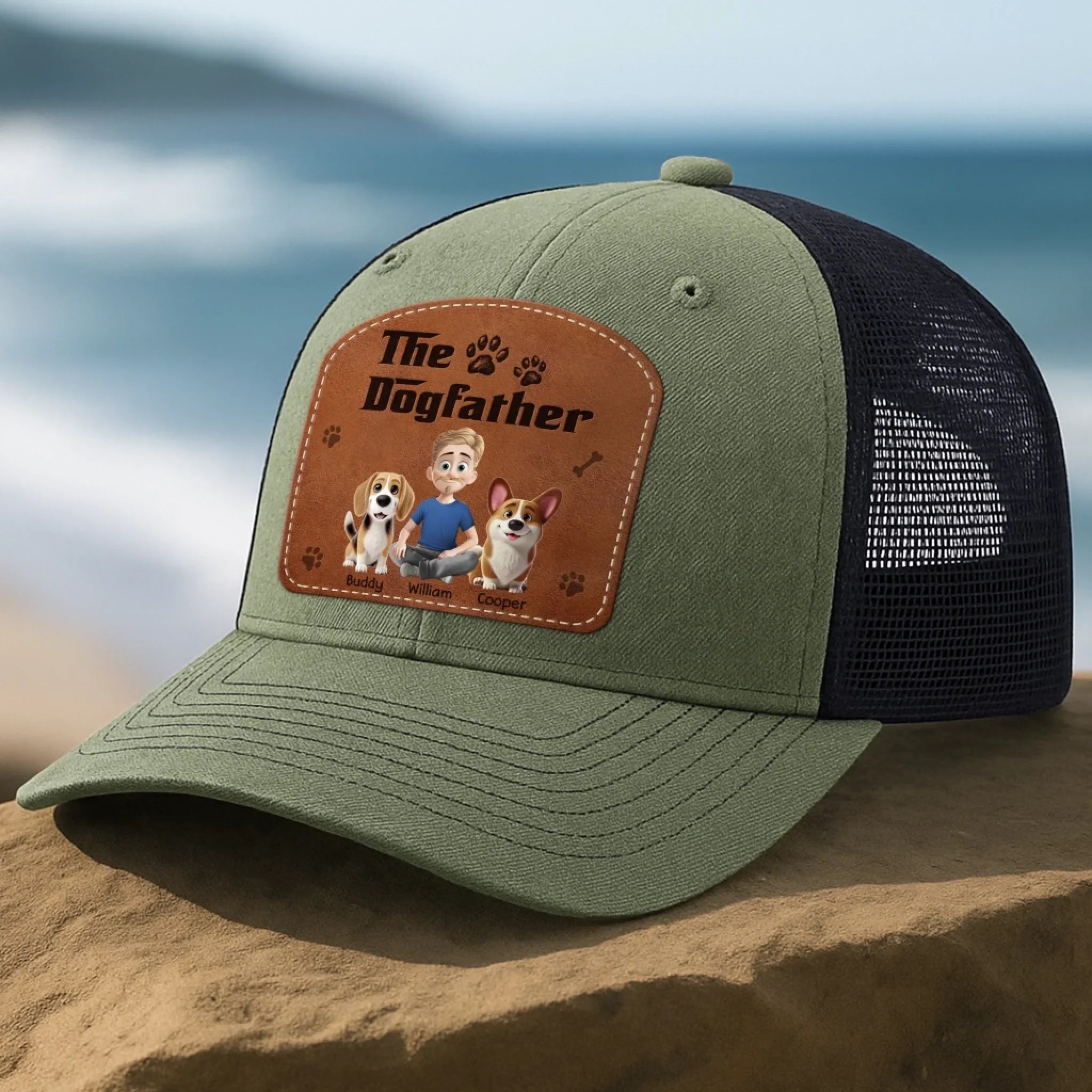 Custom Shaped Leather Patch Hat - Personalized Birthday Gifts For Dog Lovers, Dog Dad And Mom - Treat Dealer